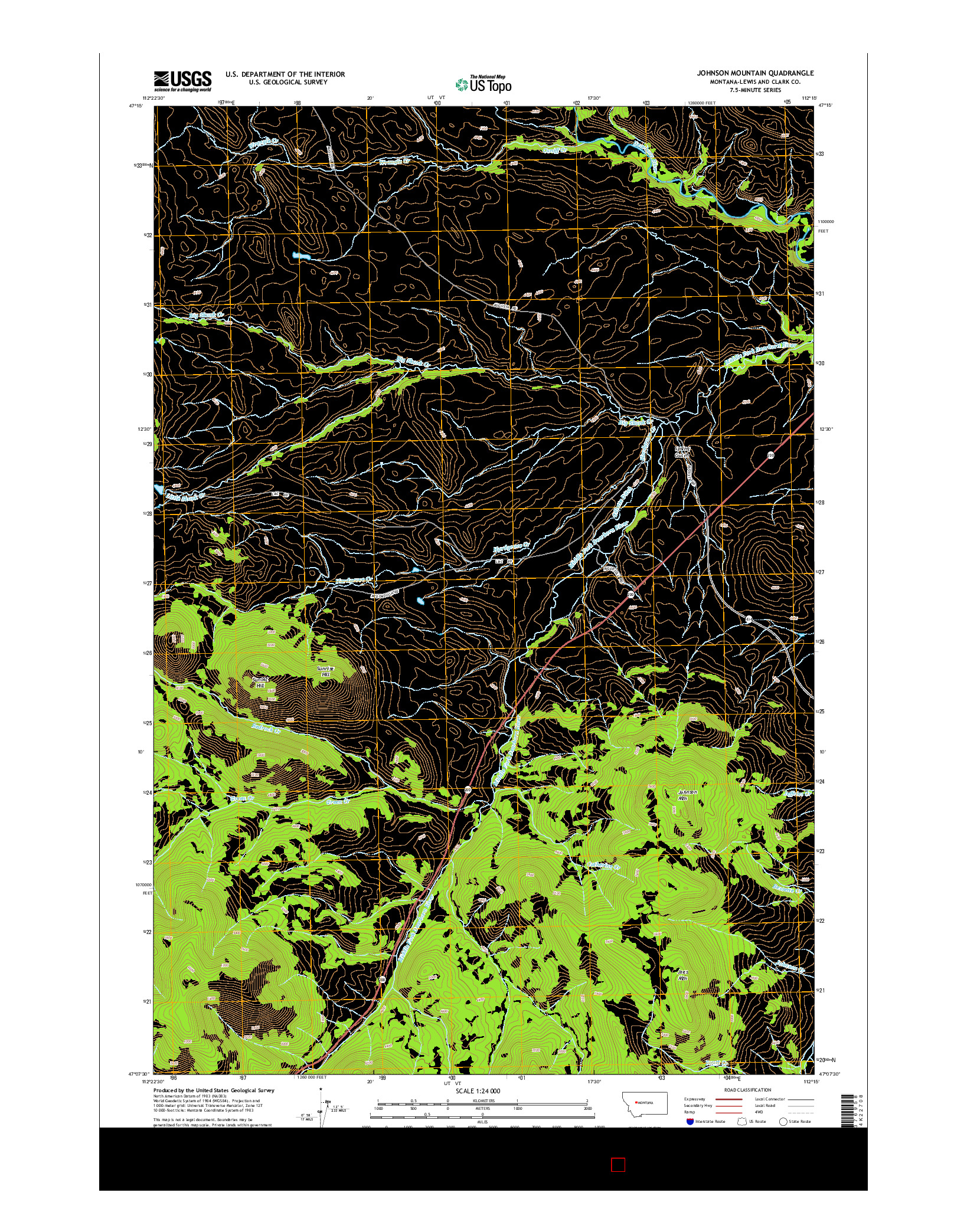 USGS US TOPO 7.5-MINUTE MAP FOR JOHNSON MOUNTAIN, MT 2014