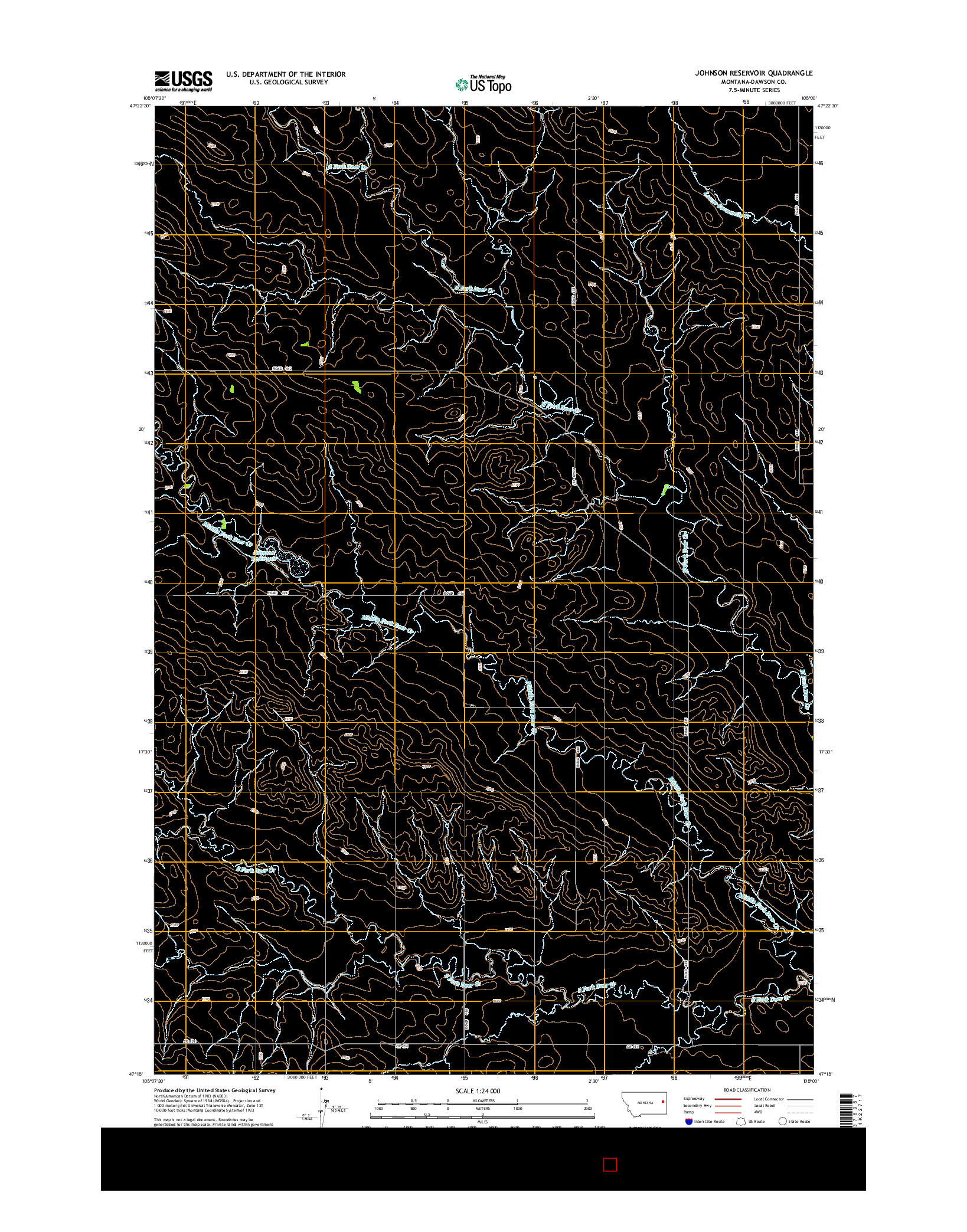 USGS US TOPO 7.5-MINUTE MAP FOR JOHNSON RESERVOIR, MT 2014