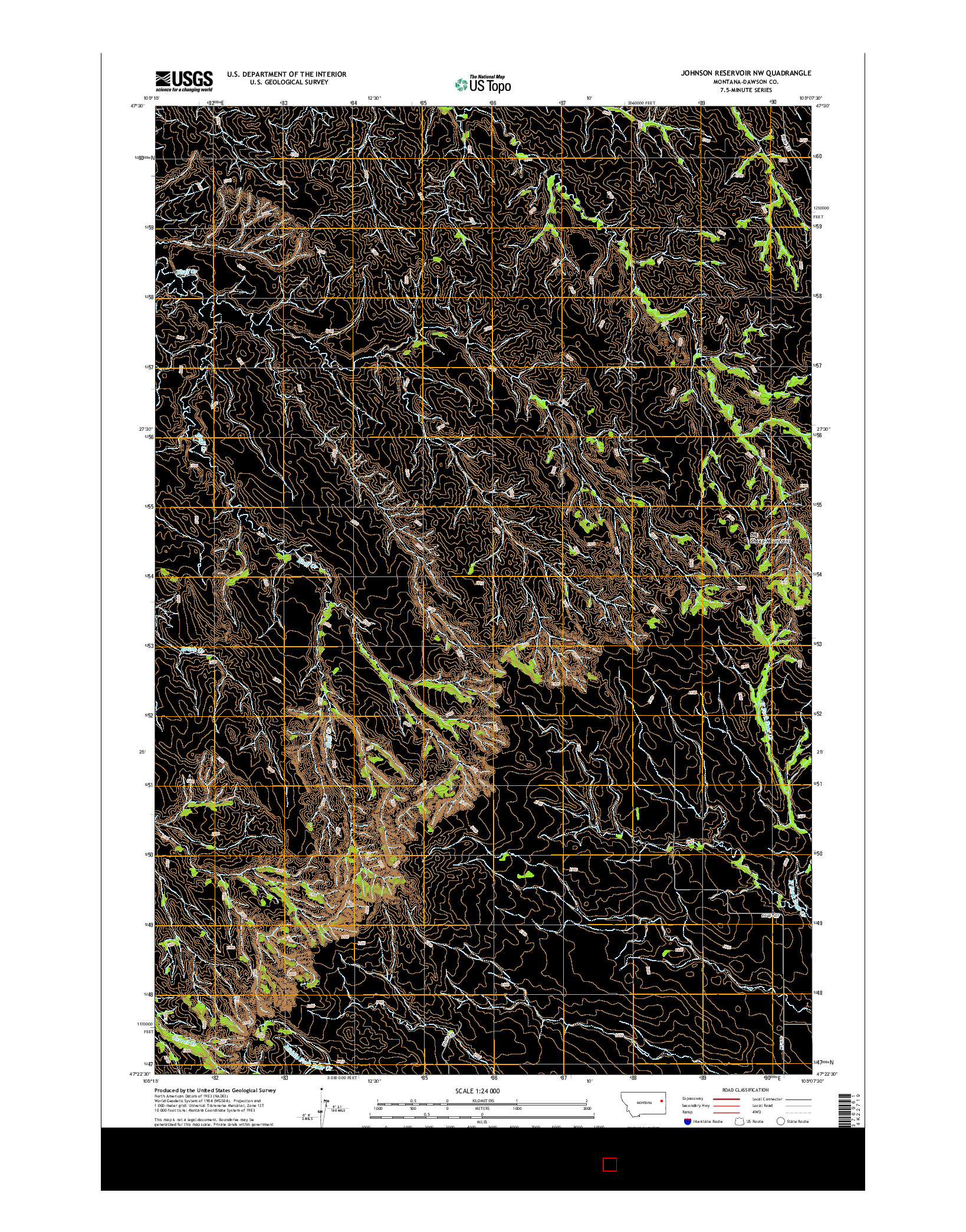 USGS US TOPO 7.5-MINUTE MAP FOR JOHNSON RESERVOIR NW, MT 2014