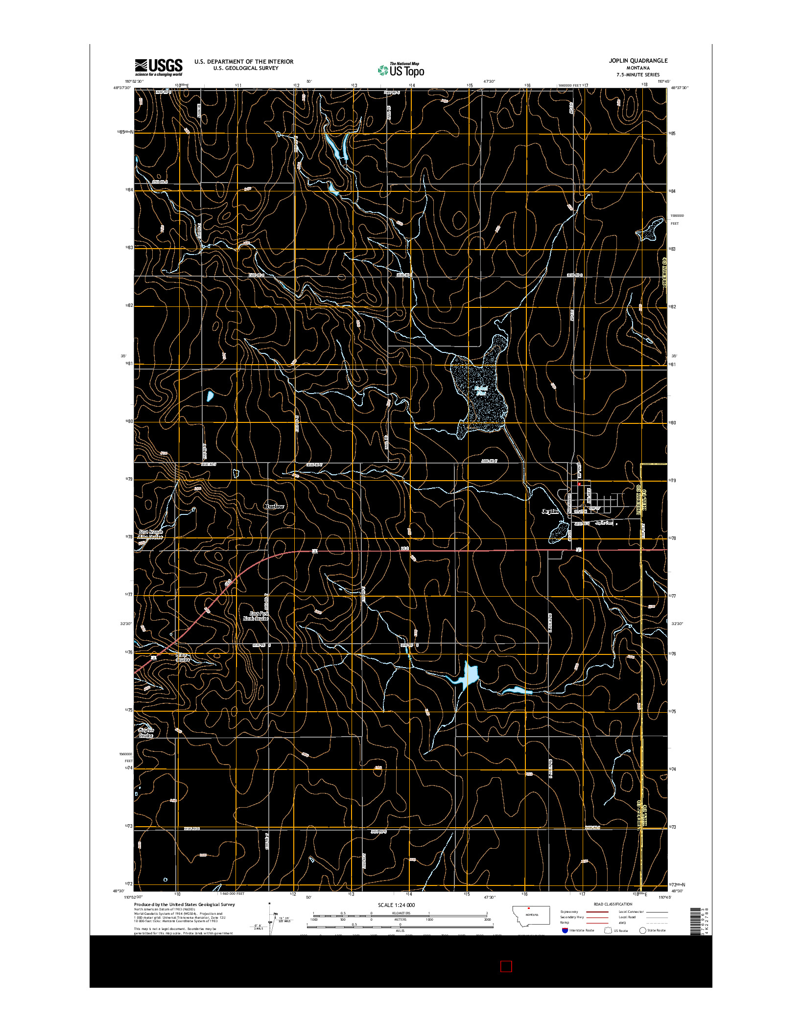 USGS US TOPO 7.5-MINUTE MAP FOR JOPLIN, MT 2014