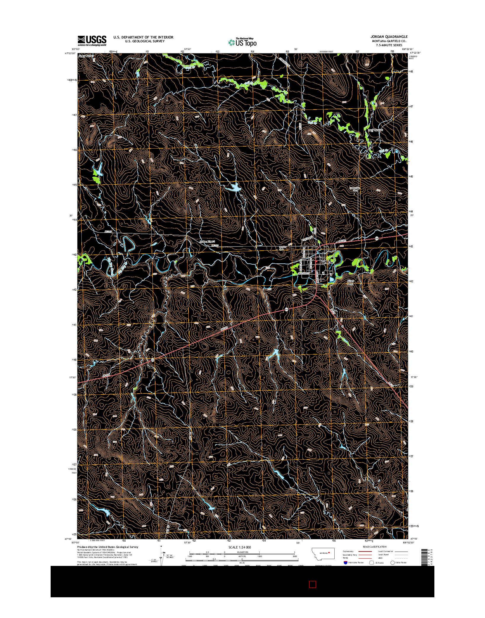 USGS US TOPO 7.5-MINUTE MAP FOR JORDAN, MT 2014