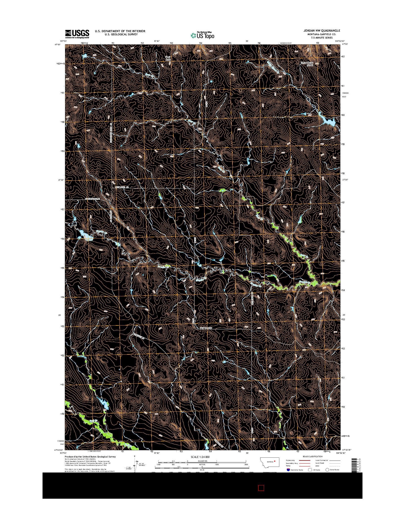 USGS US TOPO 7.5-MINUTE MAP FOR JORDAN NW, MT 2014