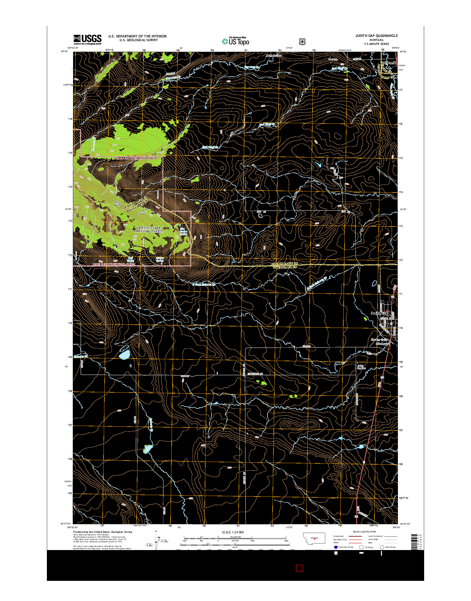 USGS US TOPO 7.5-MINUTE MAP FOR JUDITH GAP, MT 2014