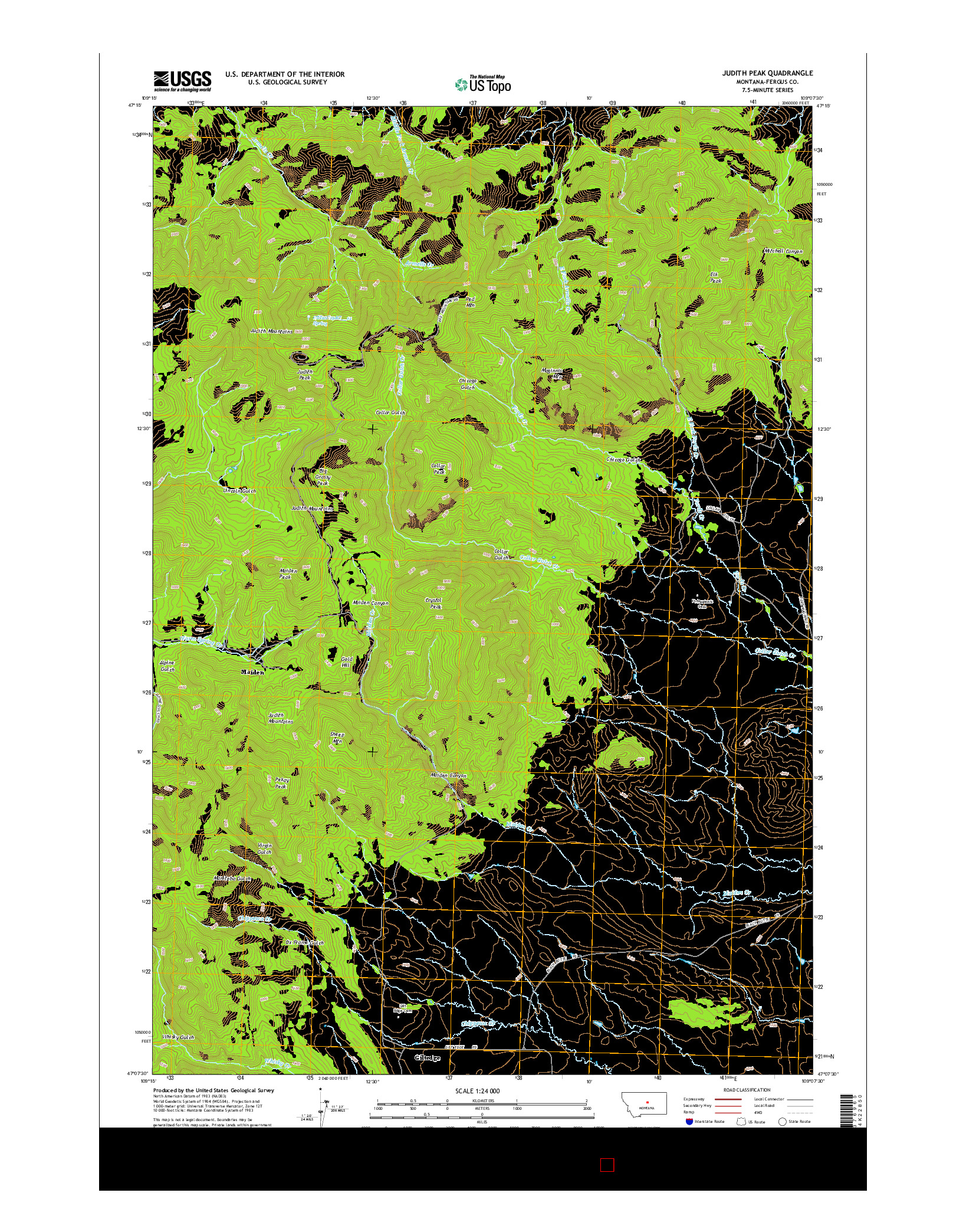 USGS US TOPO 7.5-MINUTE MAP FOR JUDITH PEAK, MT 2014
