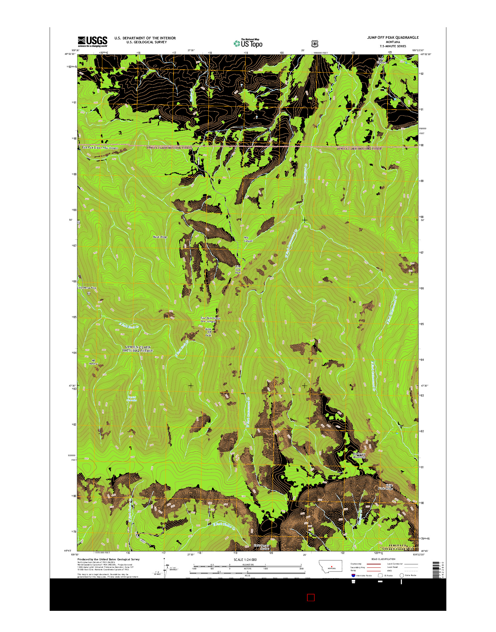 USGS US TOPO 7.5-MINUTE MAP FOR JUMP OFF PEAK, MT 2014