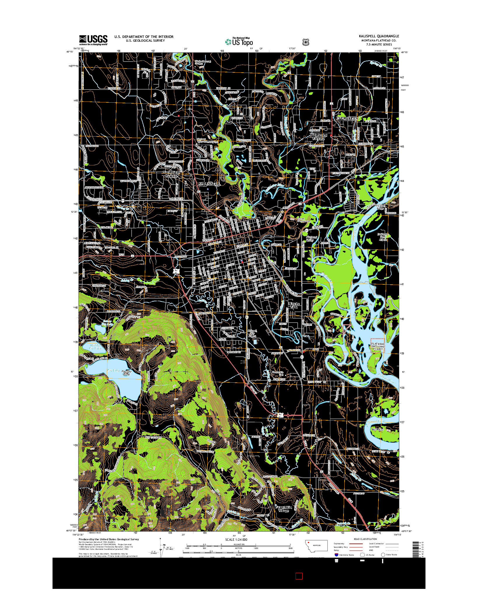 USGS US TOPO 7.5-MINUTE MAP FOR KALISPELL, MT 2014