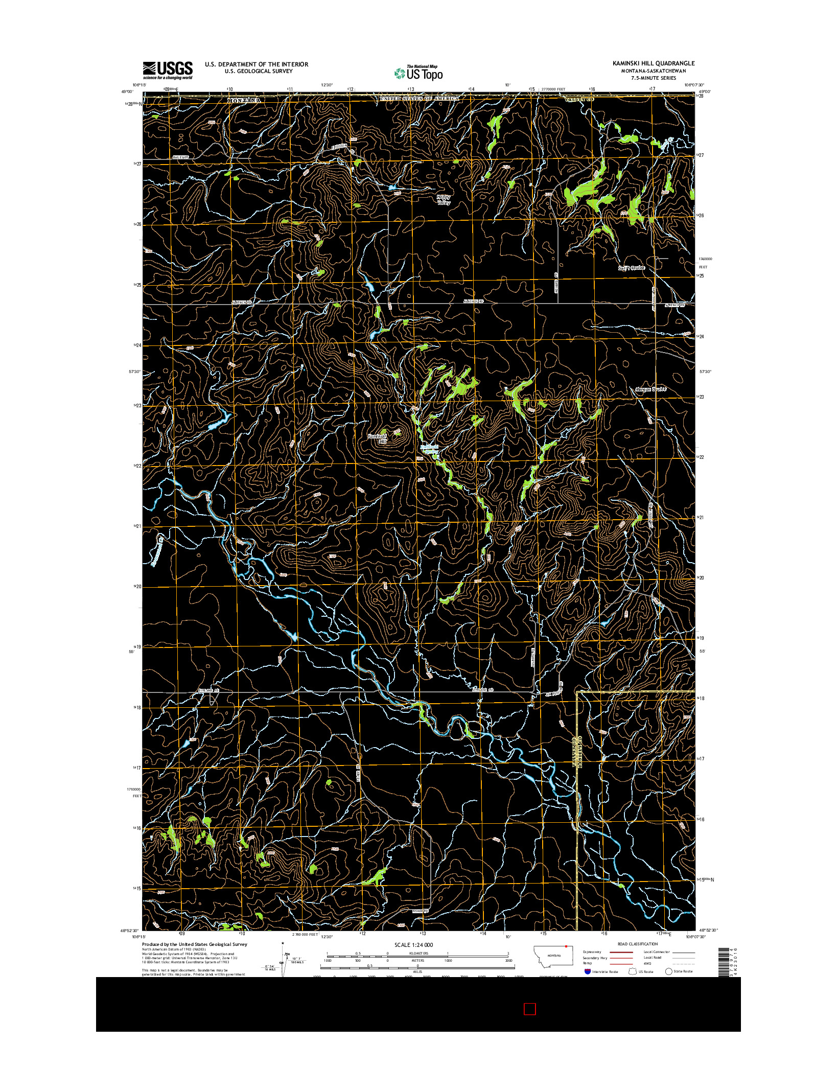 USGS US TOPO 7.5-MINUTE MAP FOR KAMINSKI HILL, MT-SK 2014