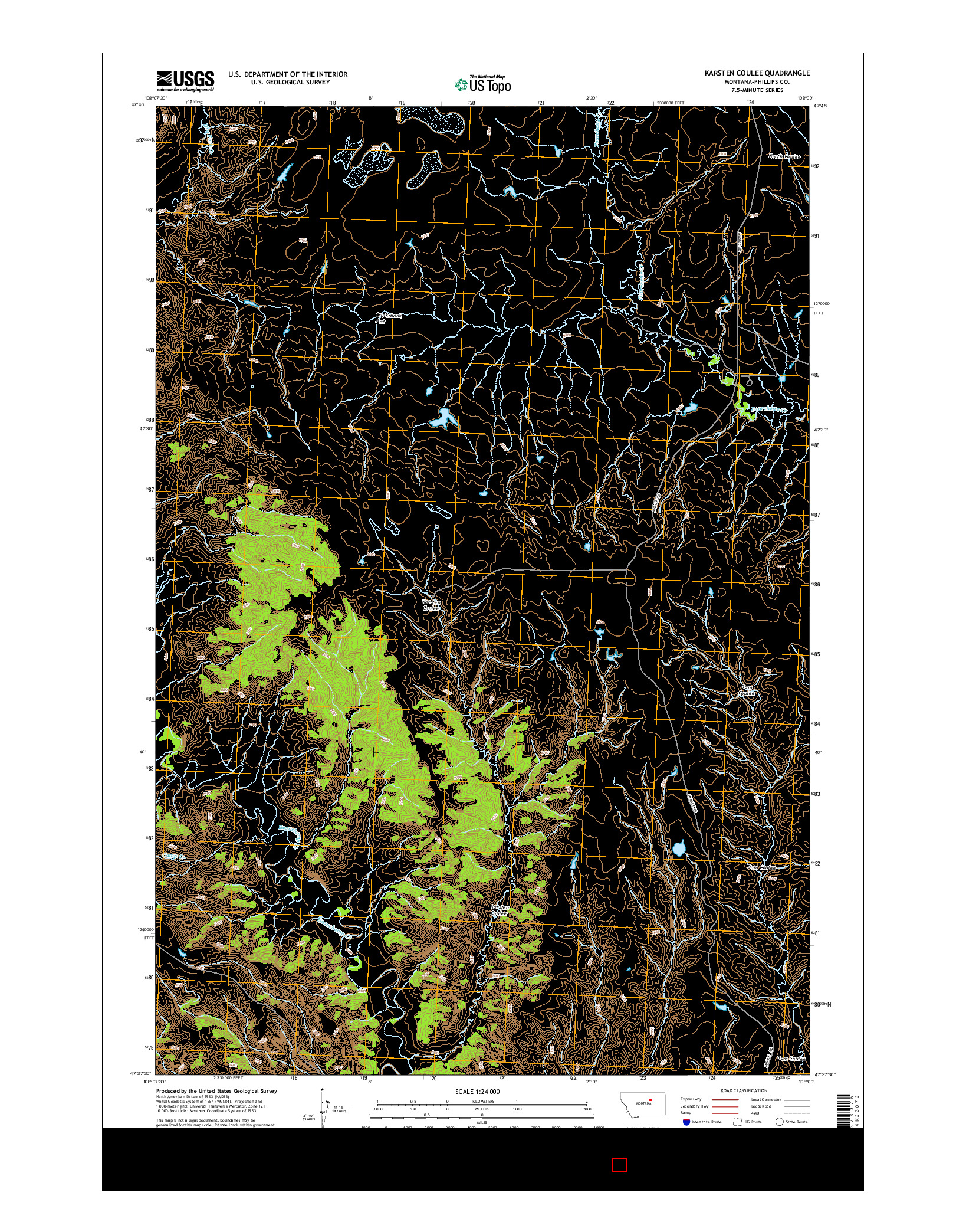 USGS US TOPO 7.5-MINUTE MAP FOR KARSTEN COULEE, MT 2014