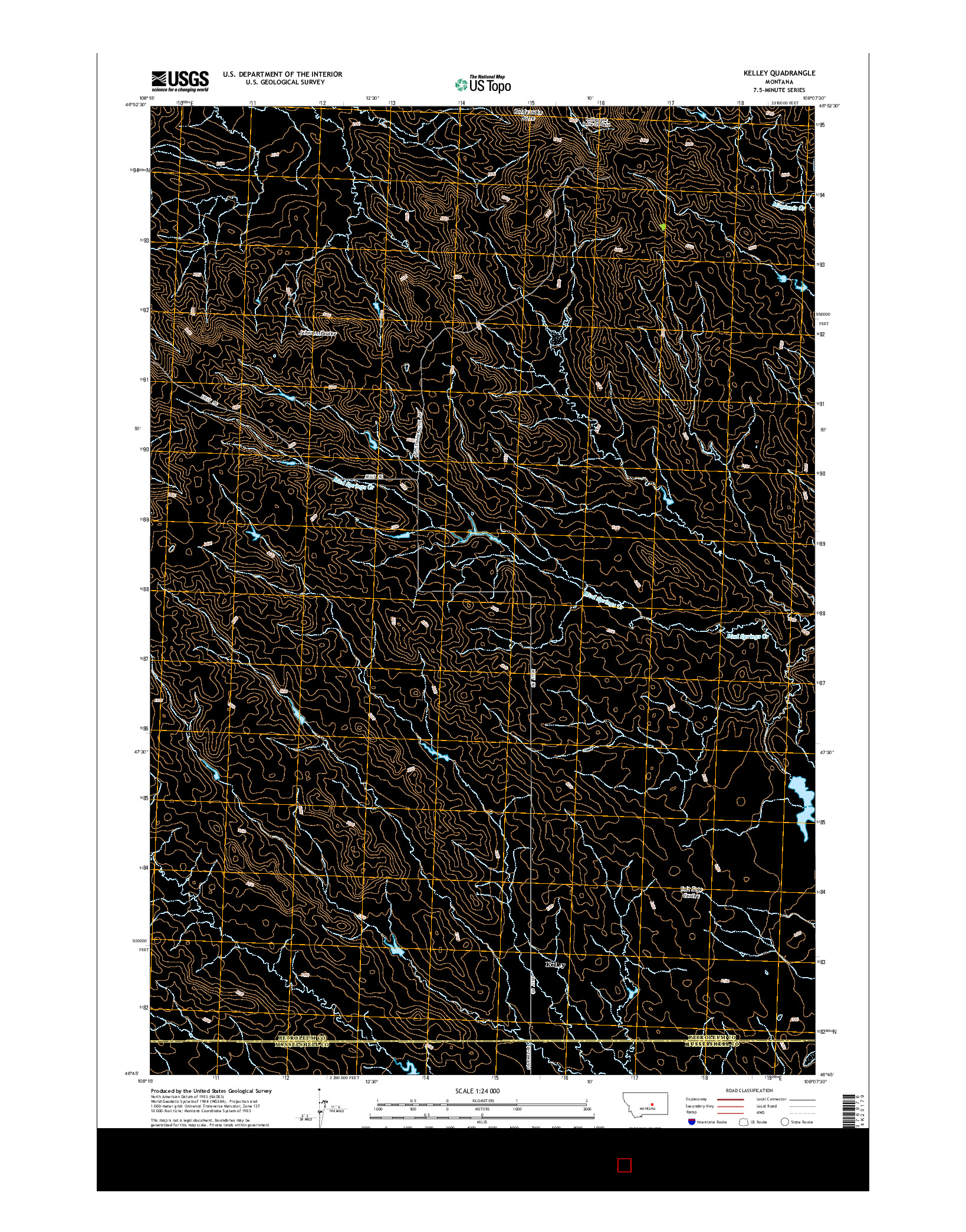 USGS US TOPO 7.5-MINUTE MAP FOR KELLEY, MT 2014