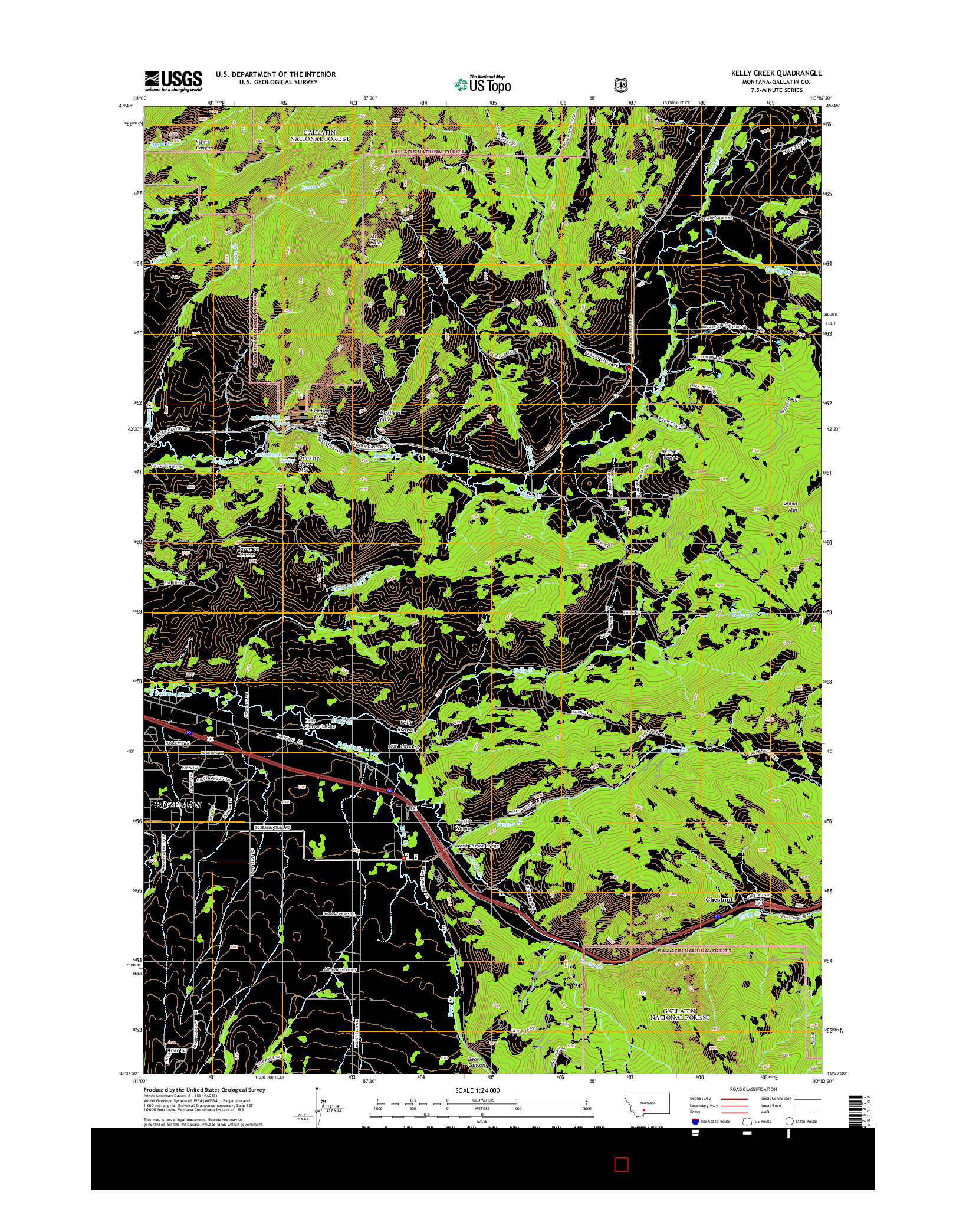 USGS US TOPO 7.5-MINUTE MAP FOR KELLY CREEK, MT 2014