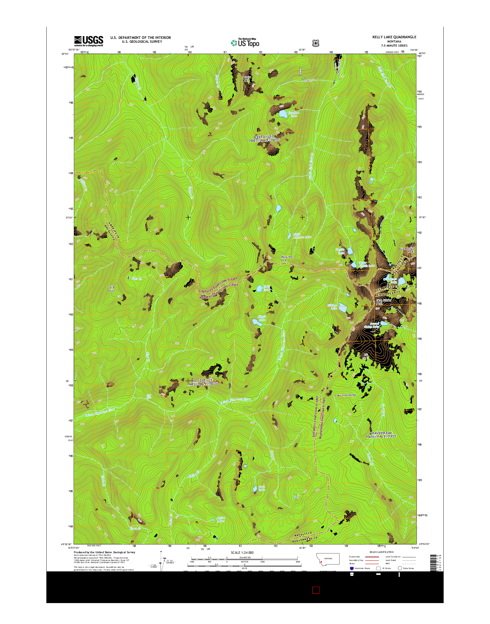 USGS US TOPO 7.5-MINUTE MAP FOR KELLY LAKE, MT 2014