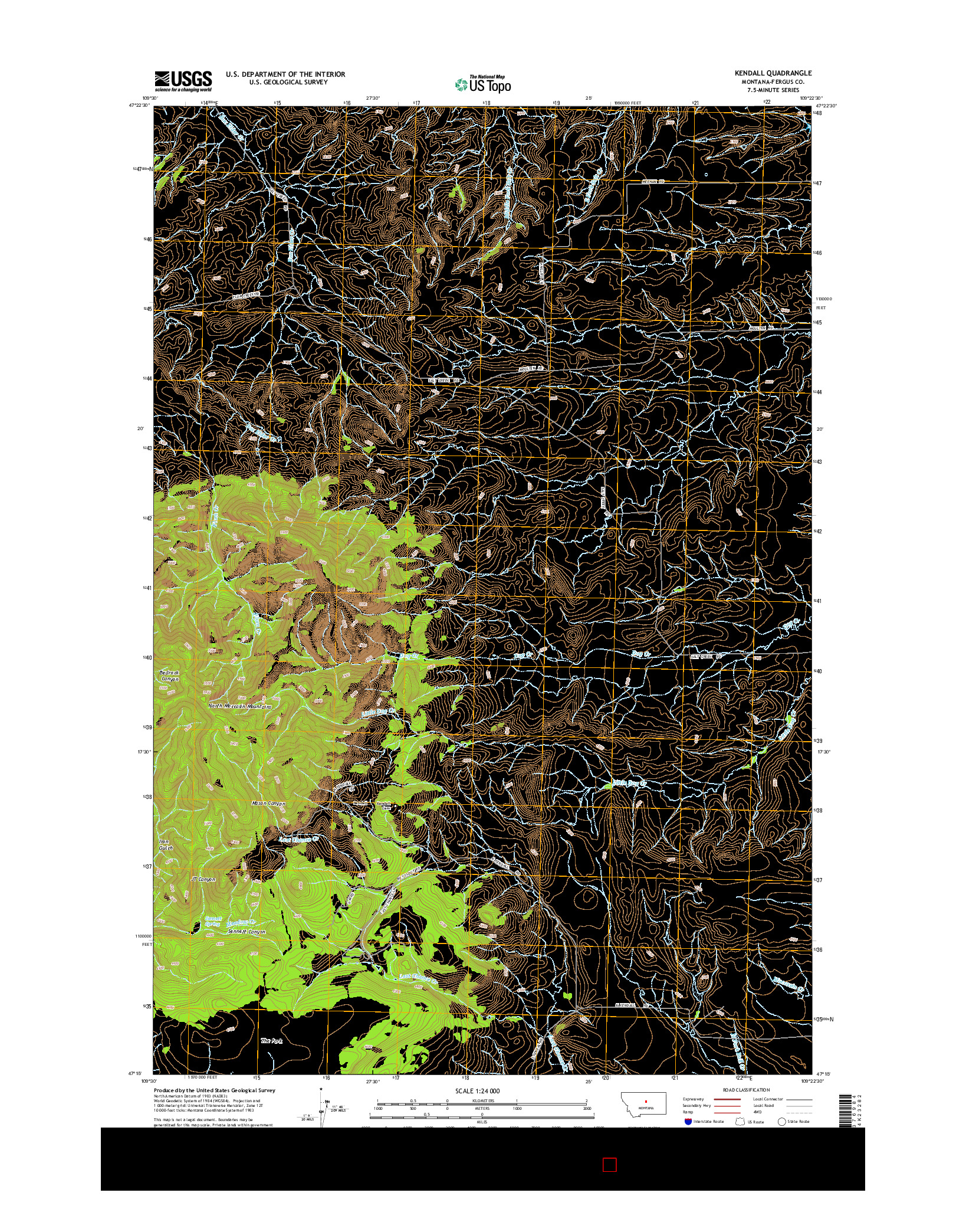 USGS US TOPO 7.5-MINUTE MAP FOR KENDALL, MT 2014