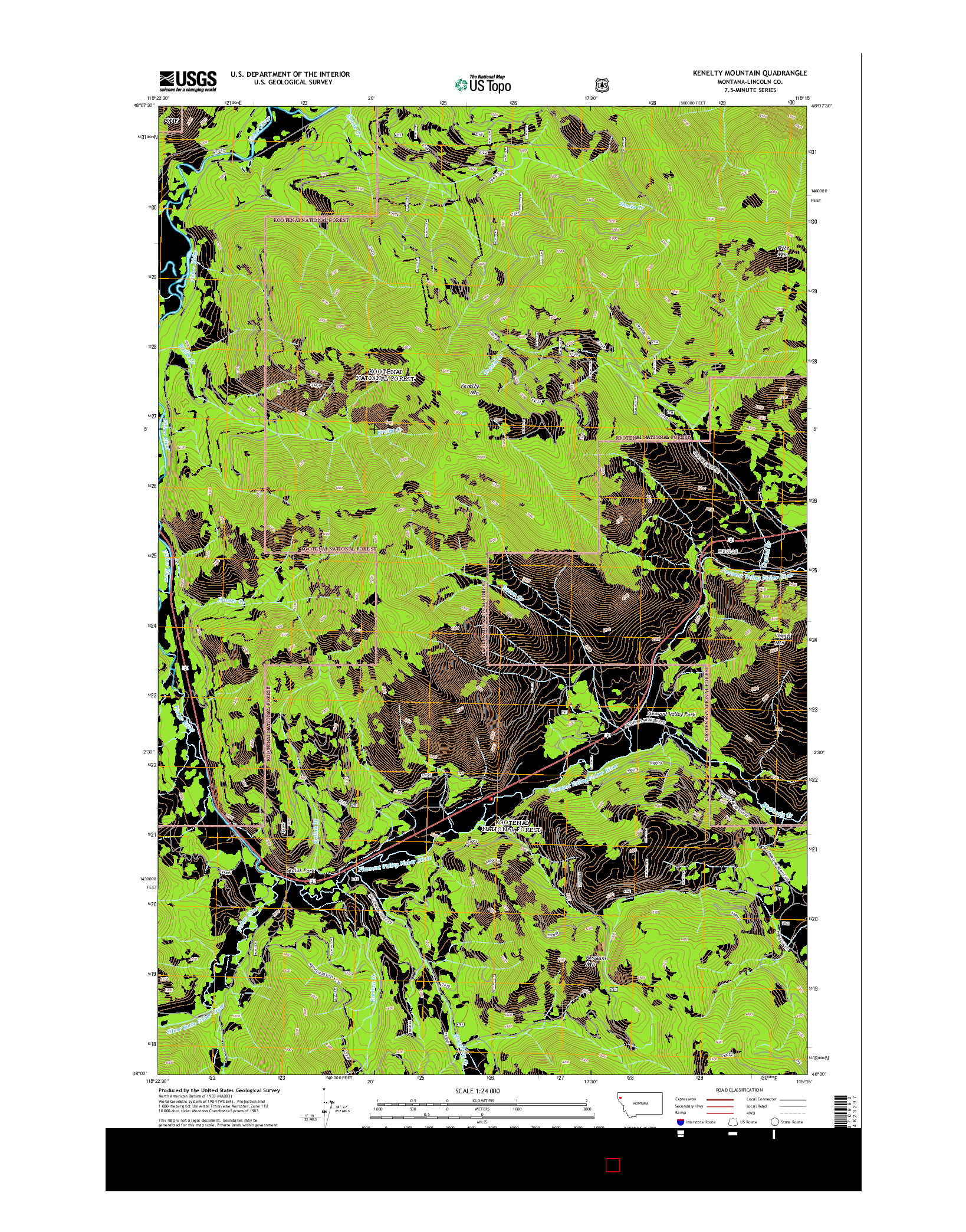 USGS US TOPO 7.5-MINUTE MAP FOR KENELTY MOUNTAIN, MT 2014