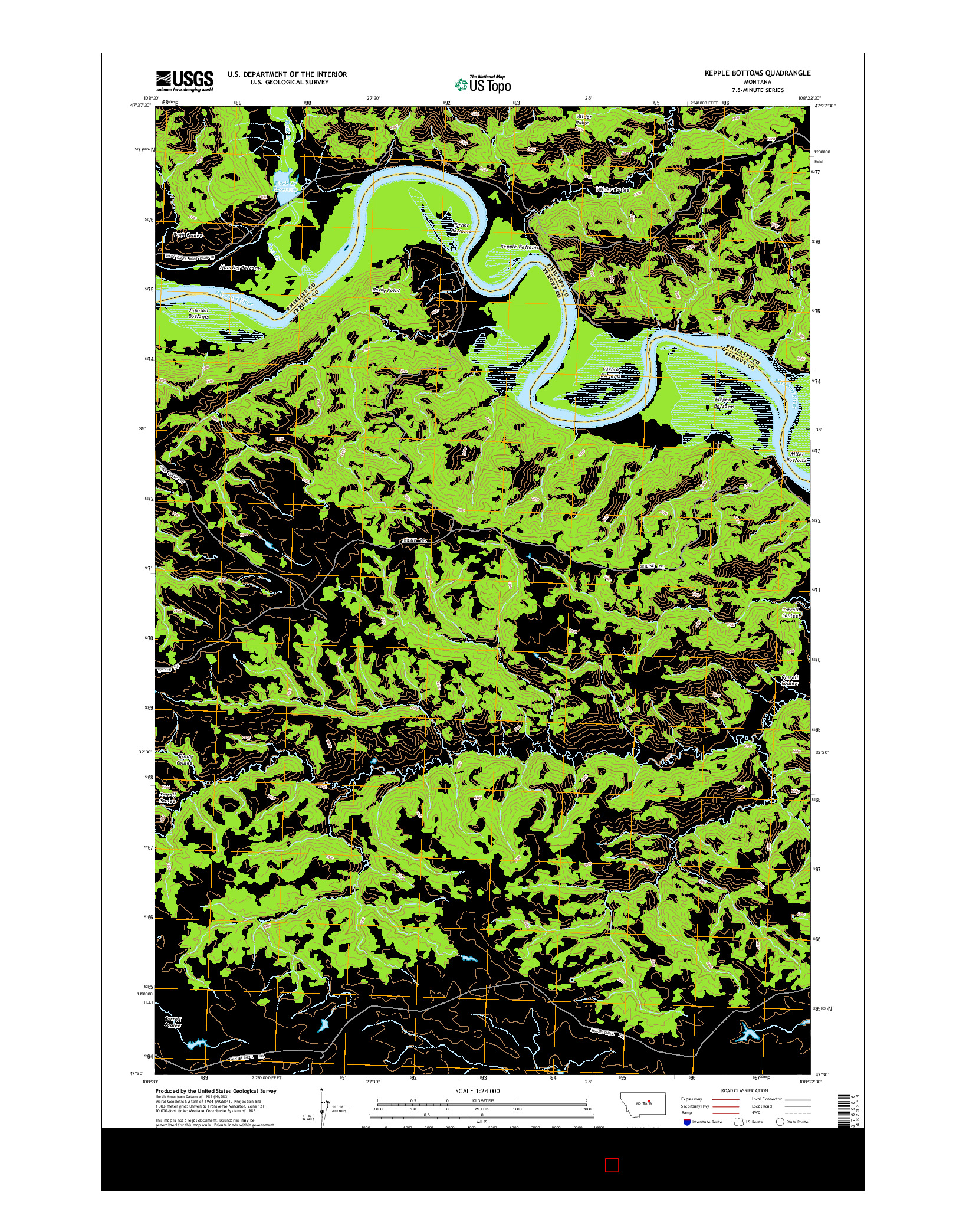 USGS US TOPO 7.5-MINUTE MAP FOR KEPPLE BOTTOMS, MT 2014