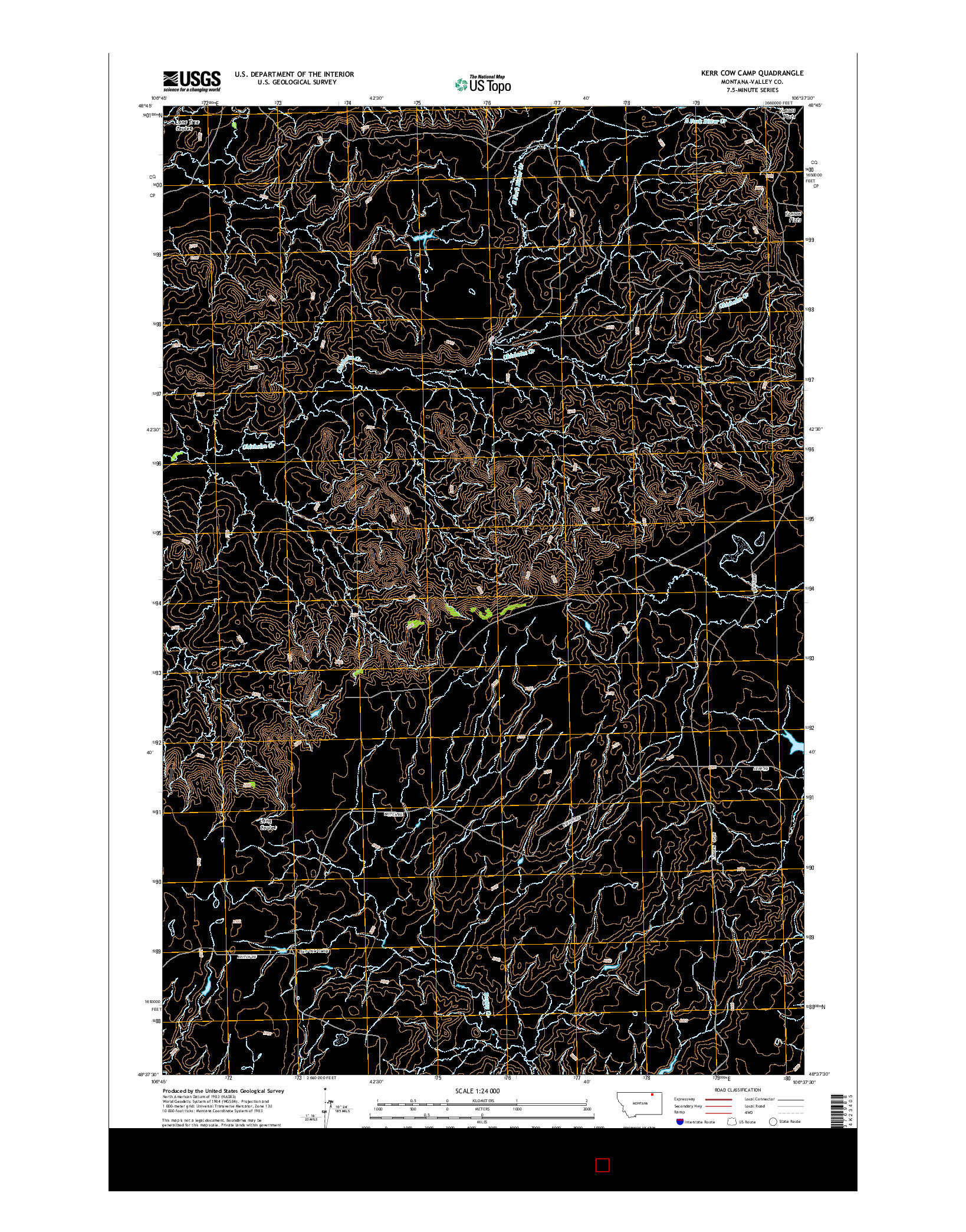 USGS US TOPO 7.5-MINUTE MAP FOR KERR COW CAMP, MT 2014