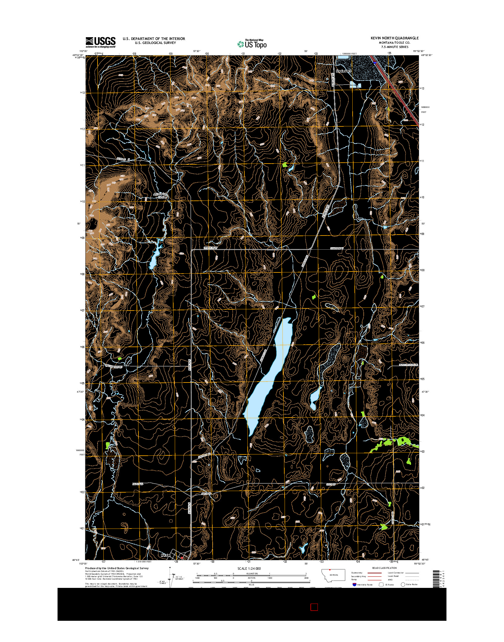 USGS US TOPO 7.5-MINUTE MAP FOR KEVIN NORTH, MT 2014