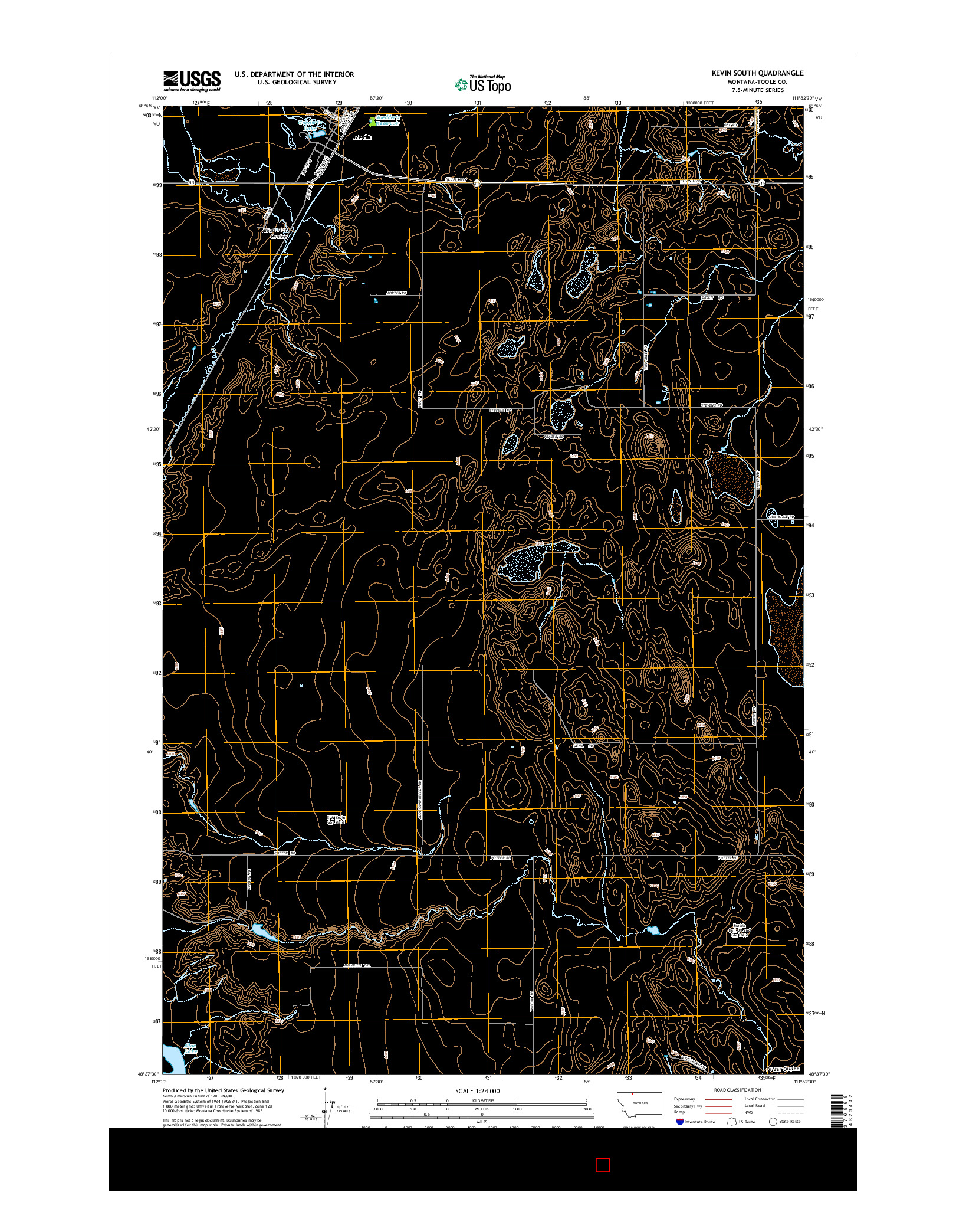 USGS US TOPO 7.5-MINUTE MAP FOR KEVIN SOUTH, MT 2014