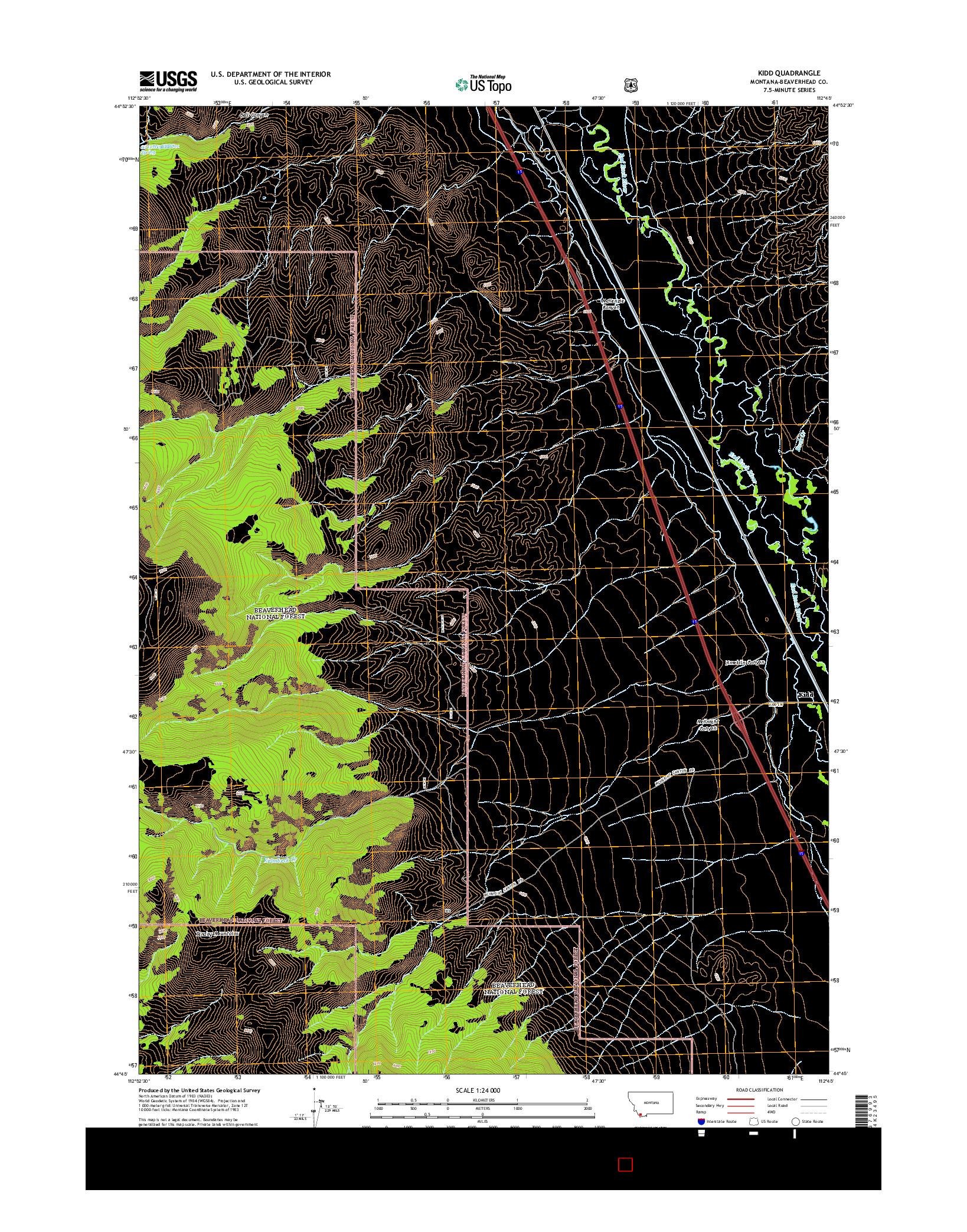 USGS US TOPO 7.5-MINUTE MAP FOR KIDD, MT 2014