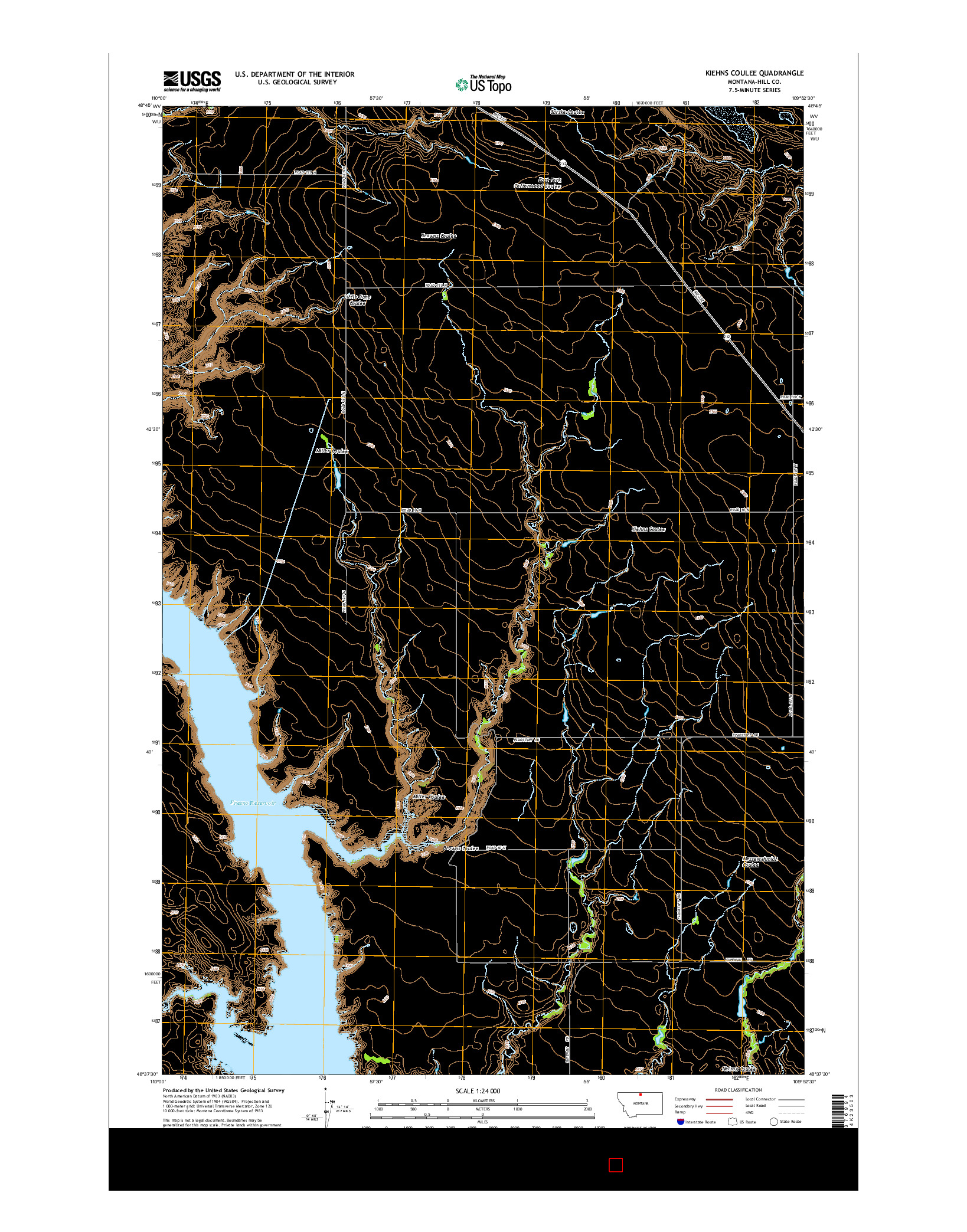 USGS US TOPO 7.5-MINUTE MAP FOR KIEHNS COULEE, MT 2014