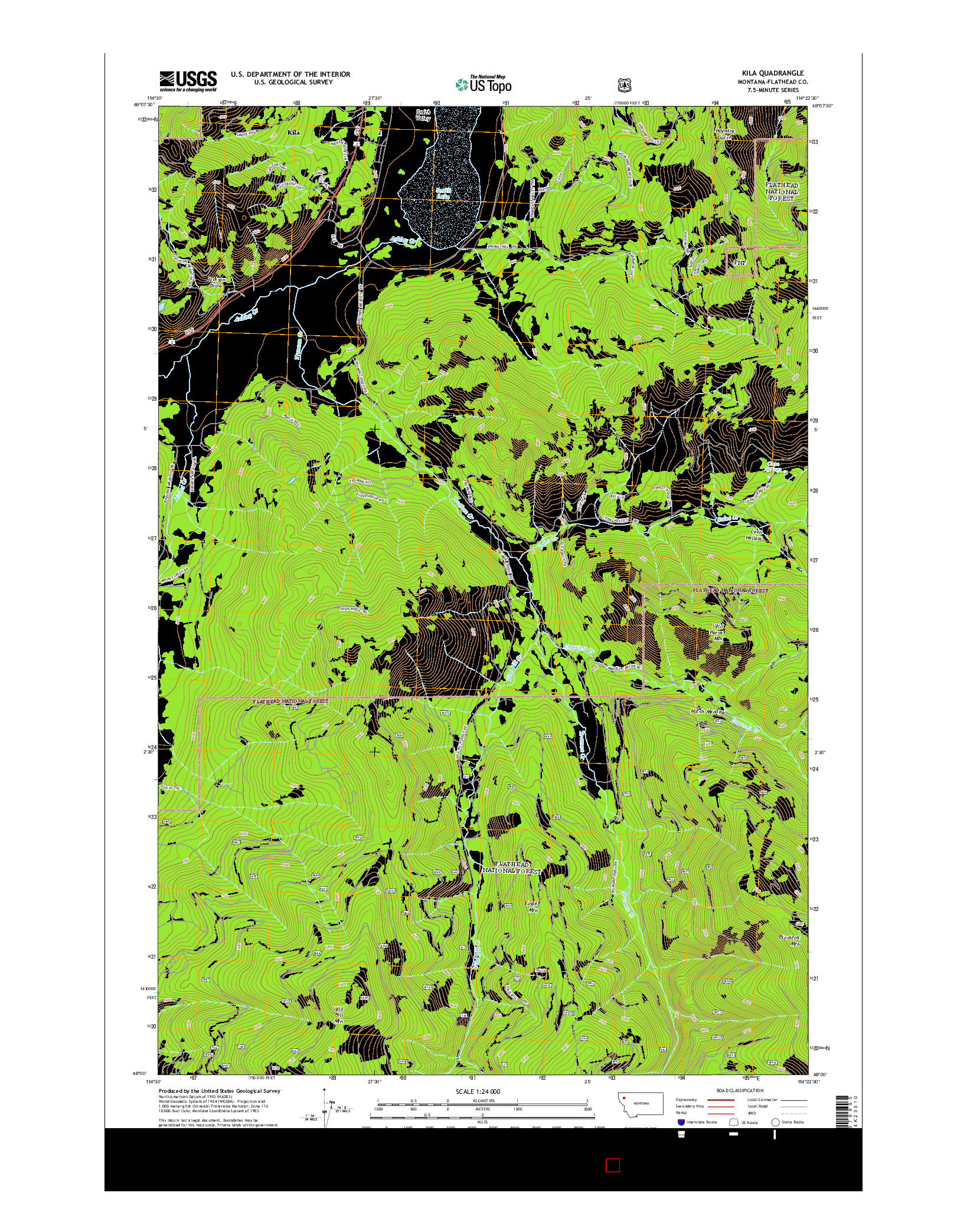 USGS US TOPO 7.5-MINUTE MAP FOR KILA, MT 2014