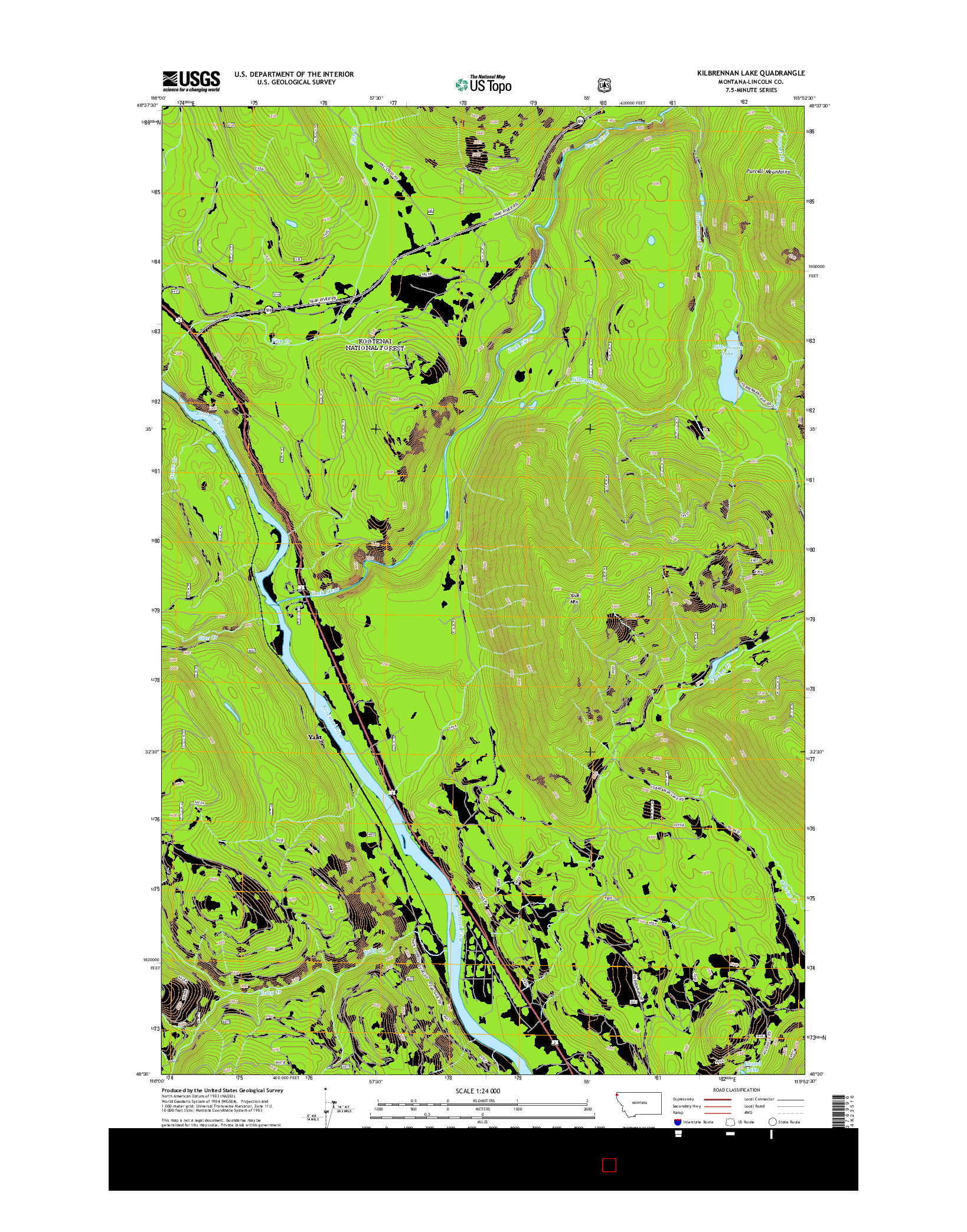 USGS US TOPO 7.5-MINUTE MAP FOR KILBRENNAN LAKE, MT 2014