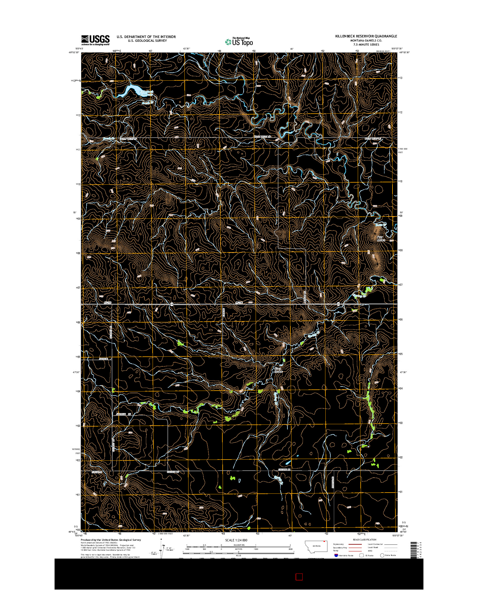 USGS US TOPO 7.5-MINUTE MAP FOR KILLENBECK RESERVOIR, MT 2014