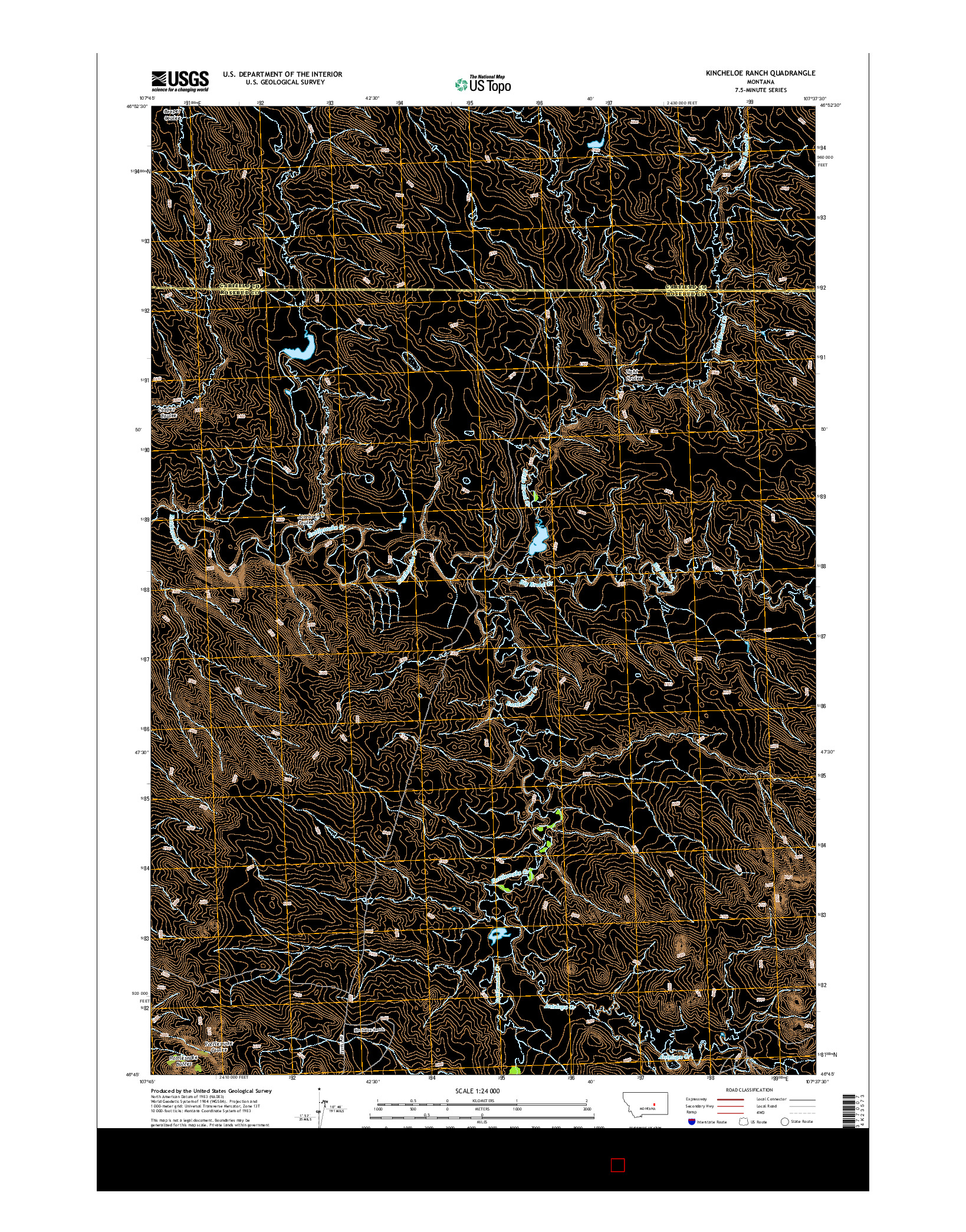 USGS US TOPO 7.5-MINUTE MAP FOR KINCHELOE RANCH, MT 2014