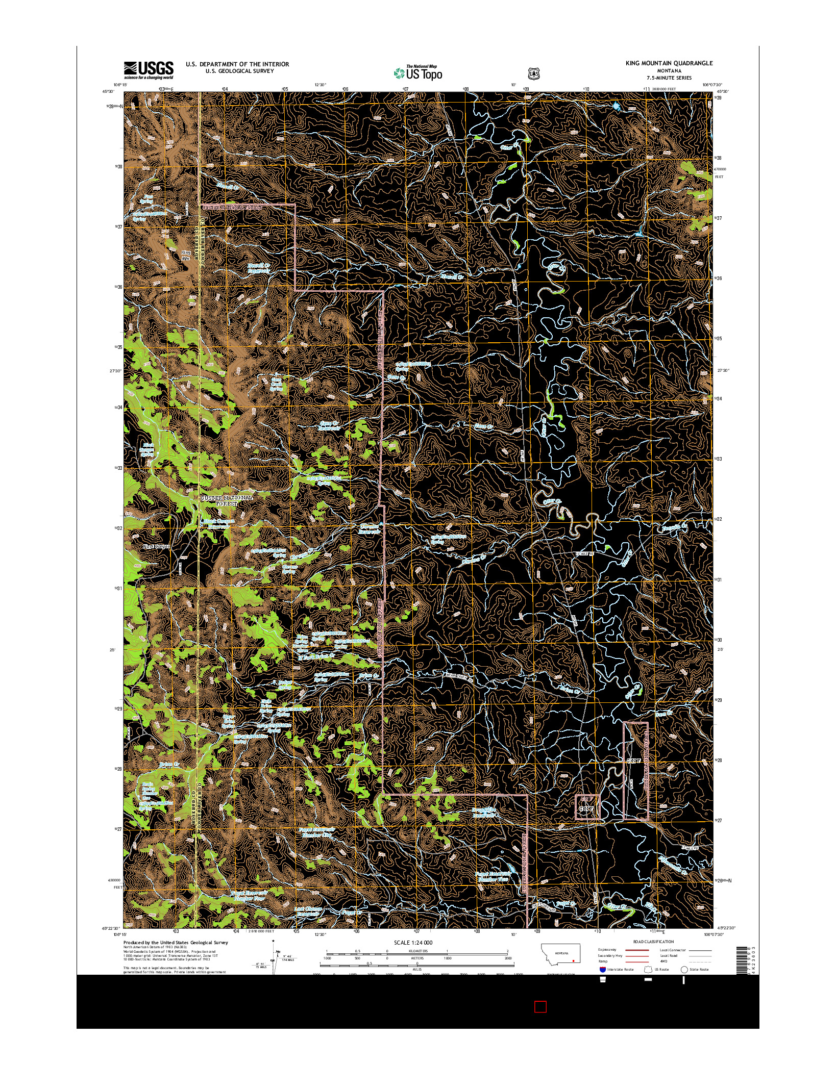 USGS US TOPO 7.5-MINUTE MAP FOR KING MOUNTAIN, MT 2014