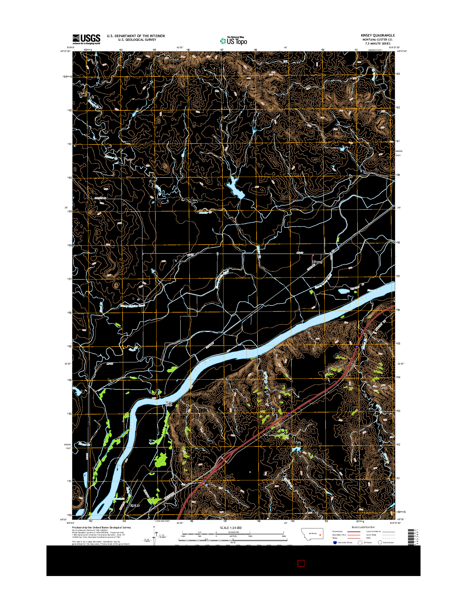 USGS US TOPO 7.5-MINUTE MAP FOR KINSEY, MT 2014