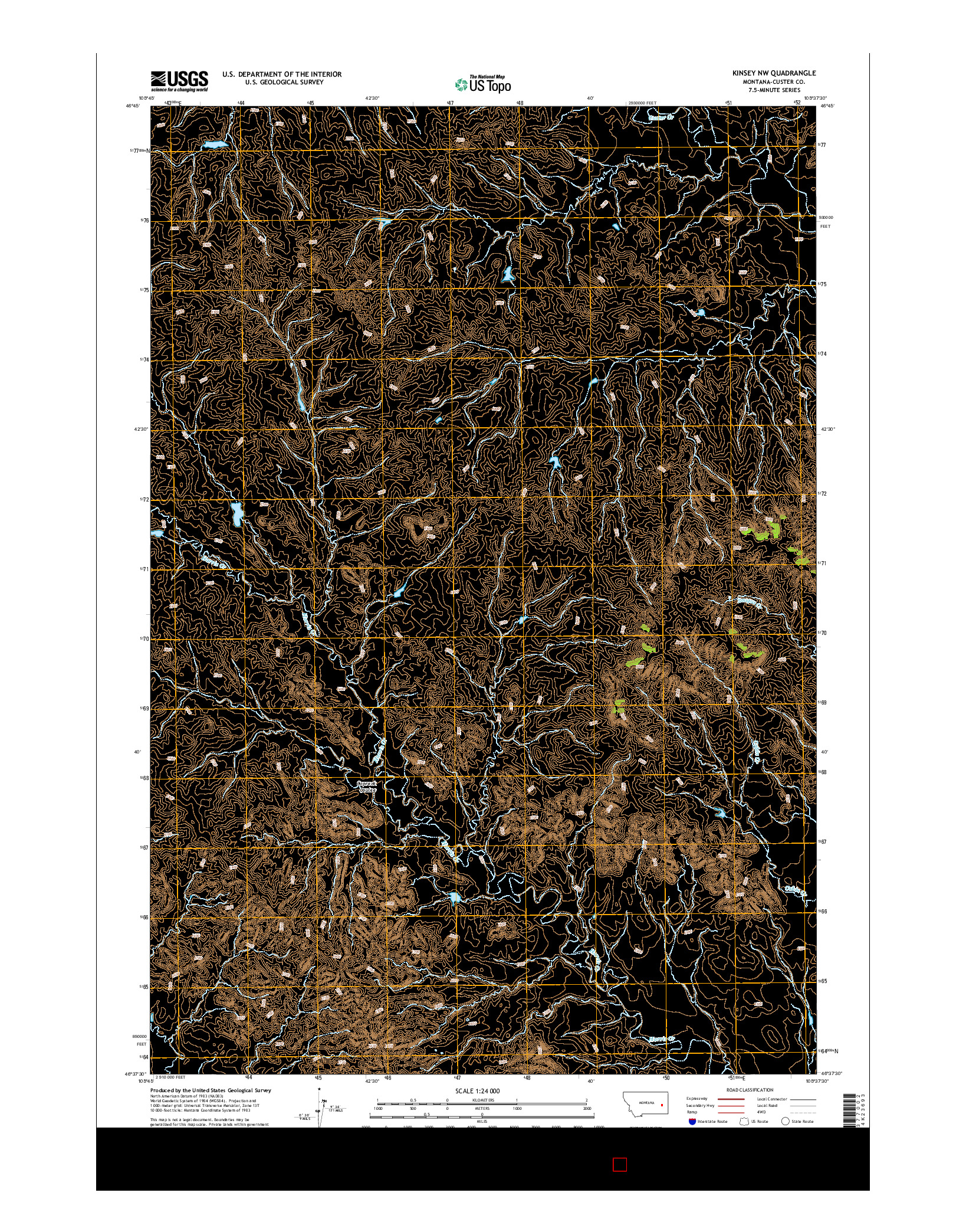 USGS US TOPO 7.5-MINUTE MAP FOR KINSEY NW, MT 2014
