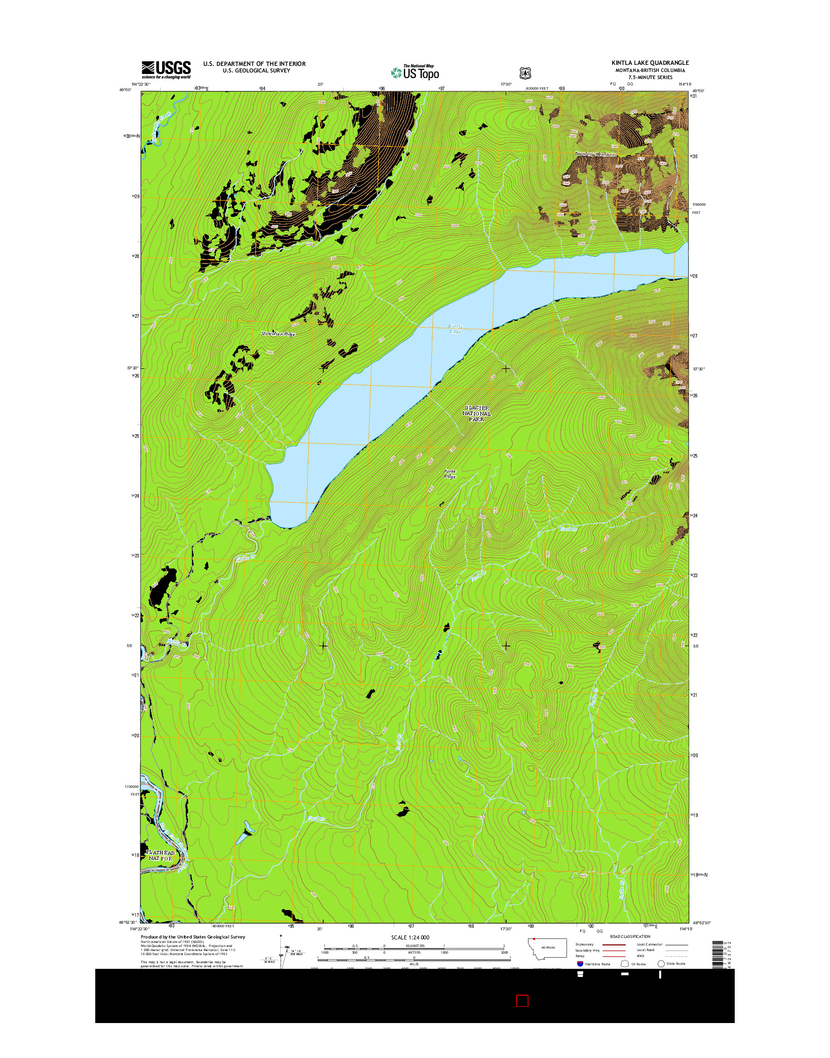 USGS US TOPO 7.5-MINUTE MAP FOR KINTLA LAKE, MT-BC 2014