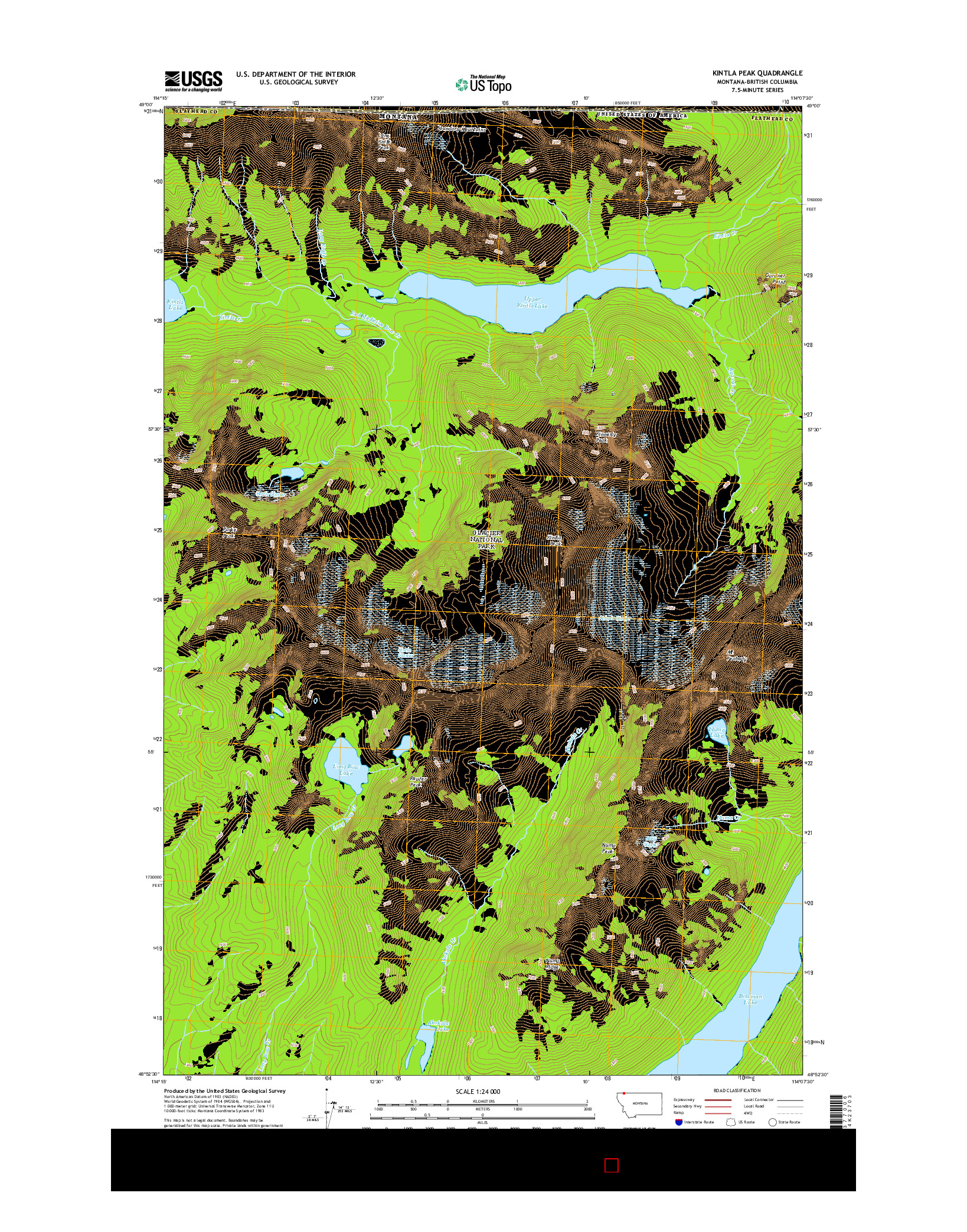 USGS US TOPO 7.5-MINUTE MAP FOR KINTLA PEAK, MT-BC 2014