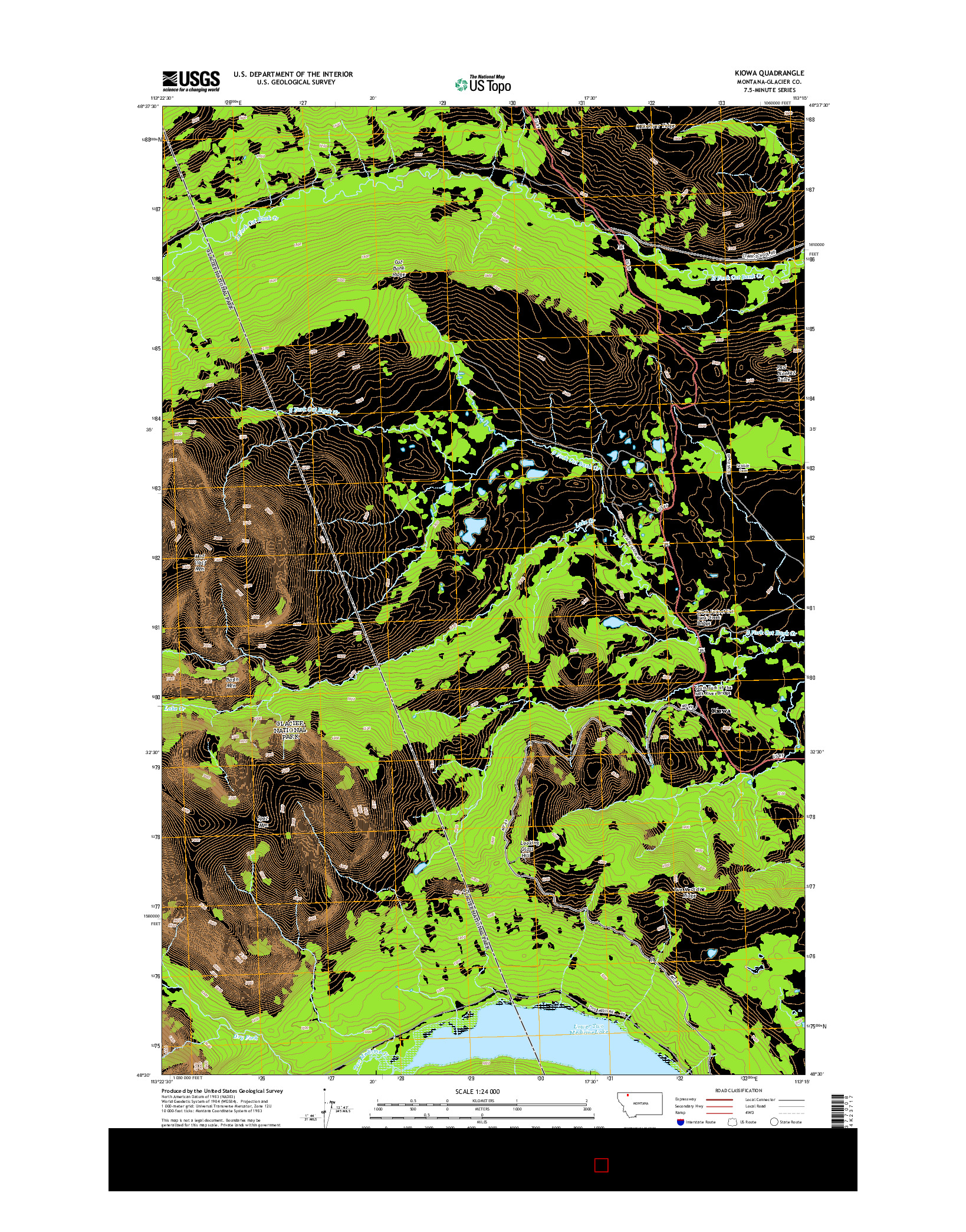 USGS US TOPO 7.5-MINUTE MAP FOR KIOWA, MT 2014