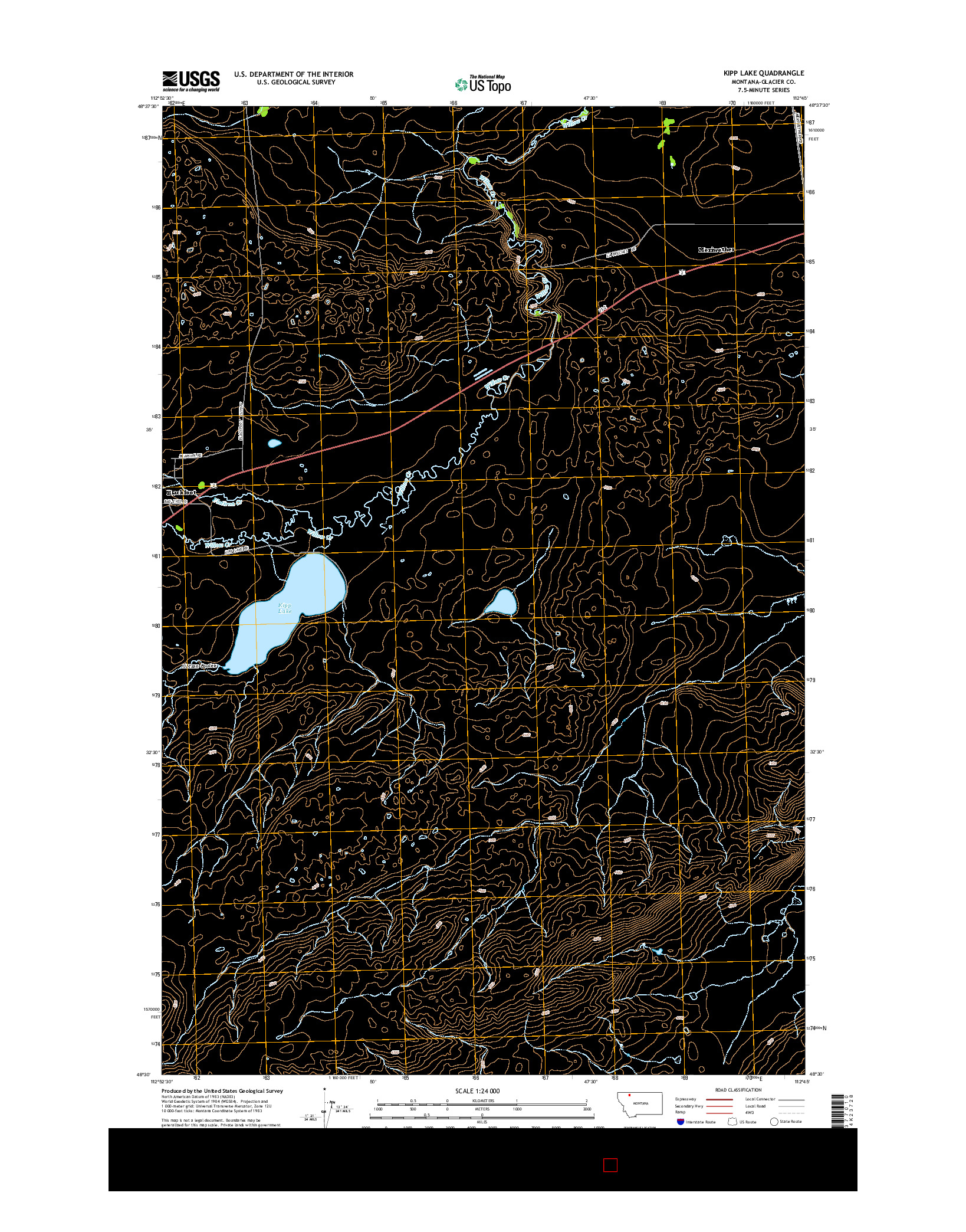 USGS US TOPO 7.5-MINUTE MAP FOR KIPP LAKE, MT 2014
