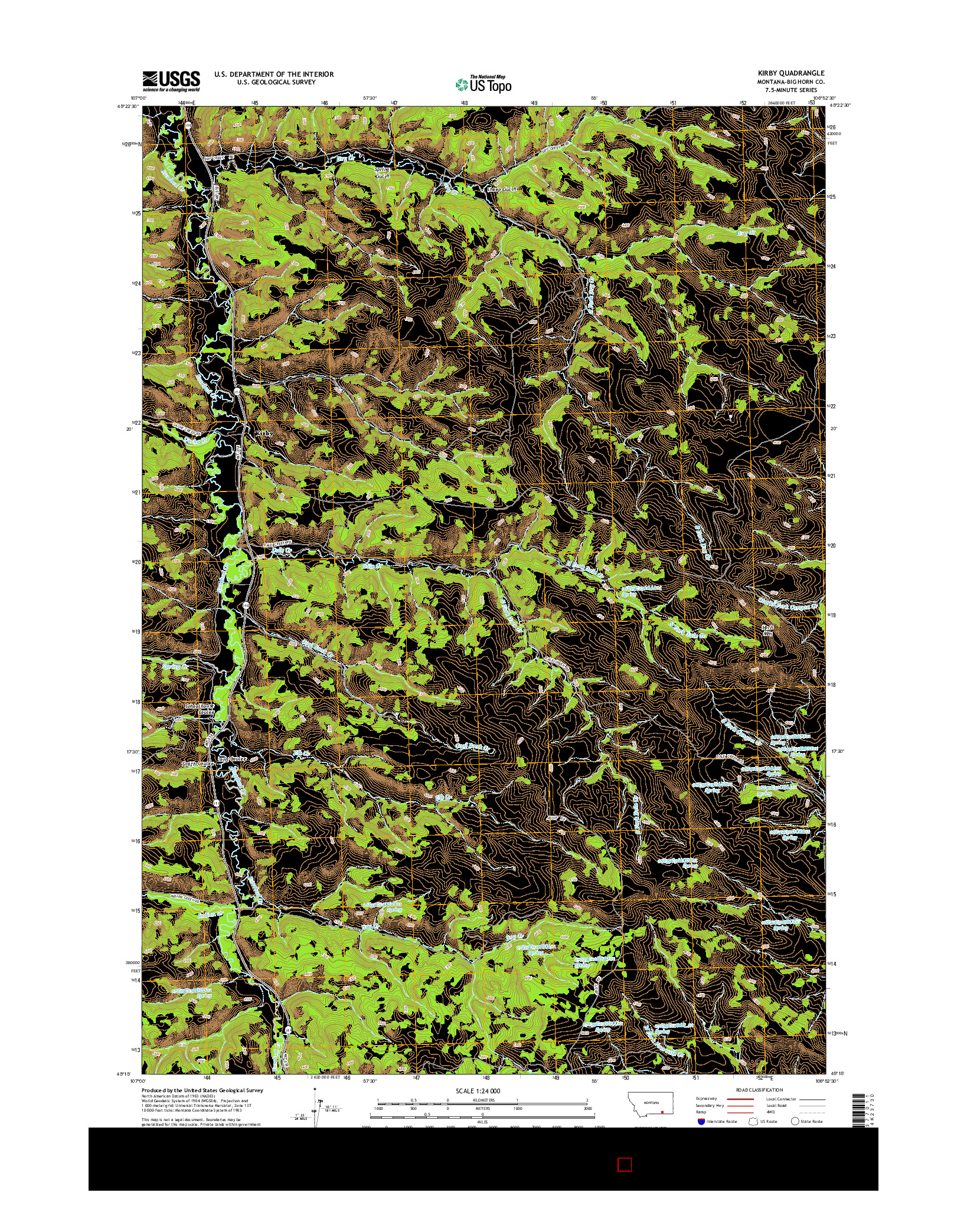 USGS US TOPO 7.5-MINUTE MAP FOR KIRBY, MT 2014