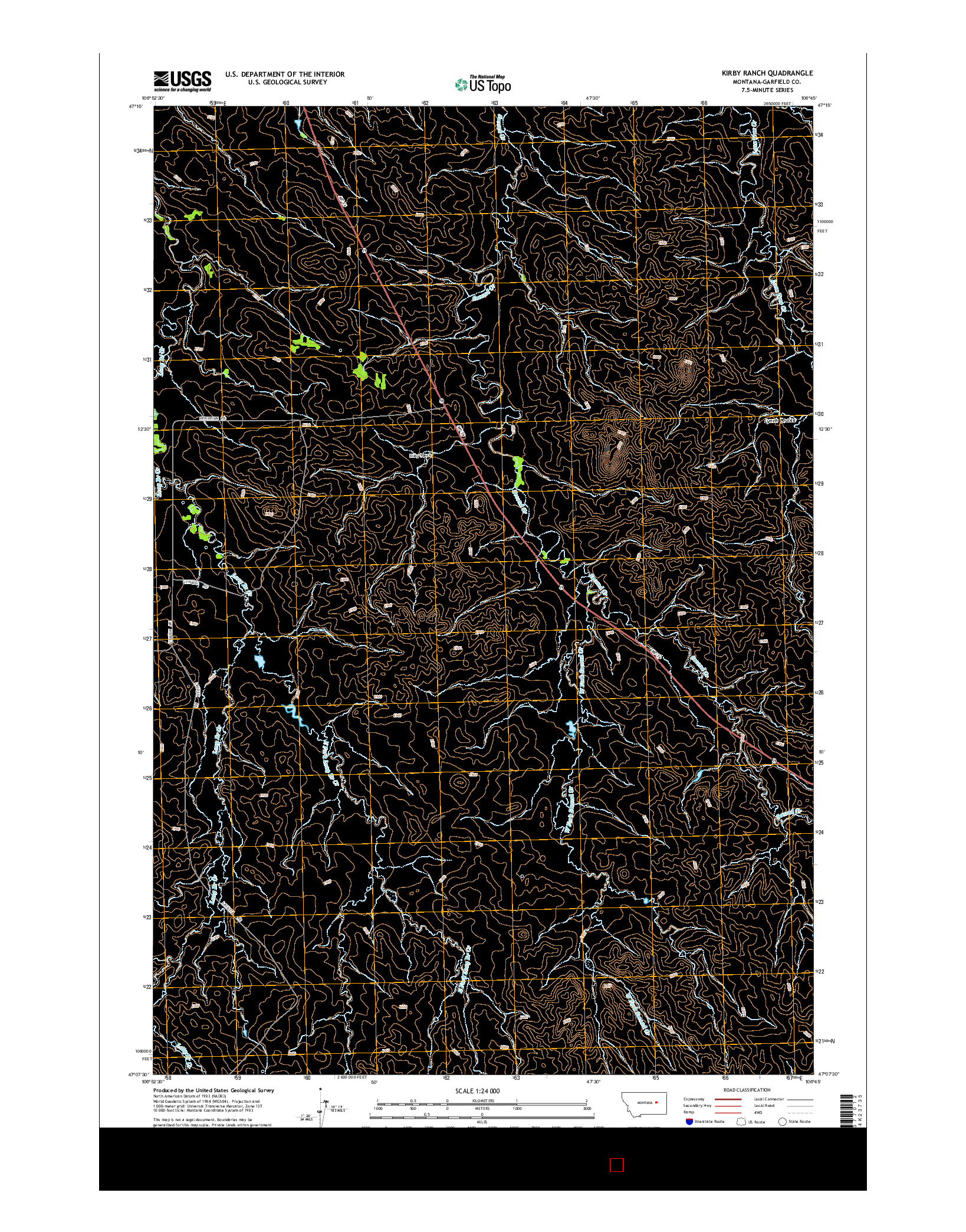 USGS US TOPO 7.5-MINUTE MAP FOR KIRBY RANCH, MT 2014