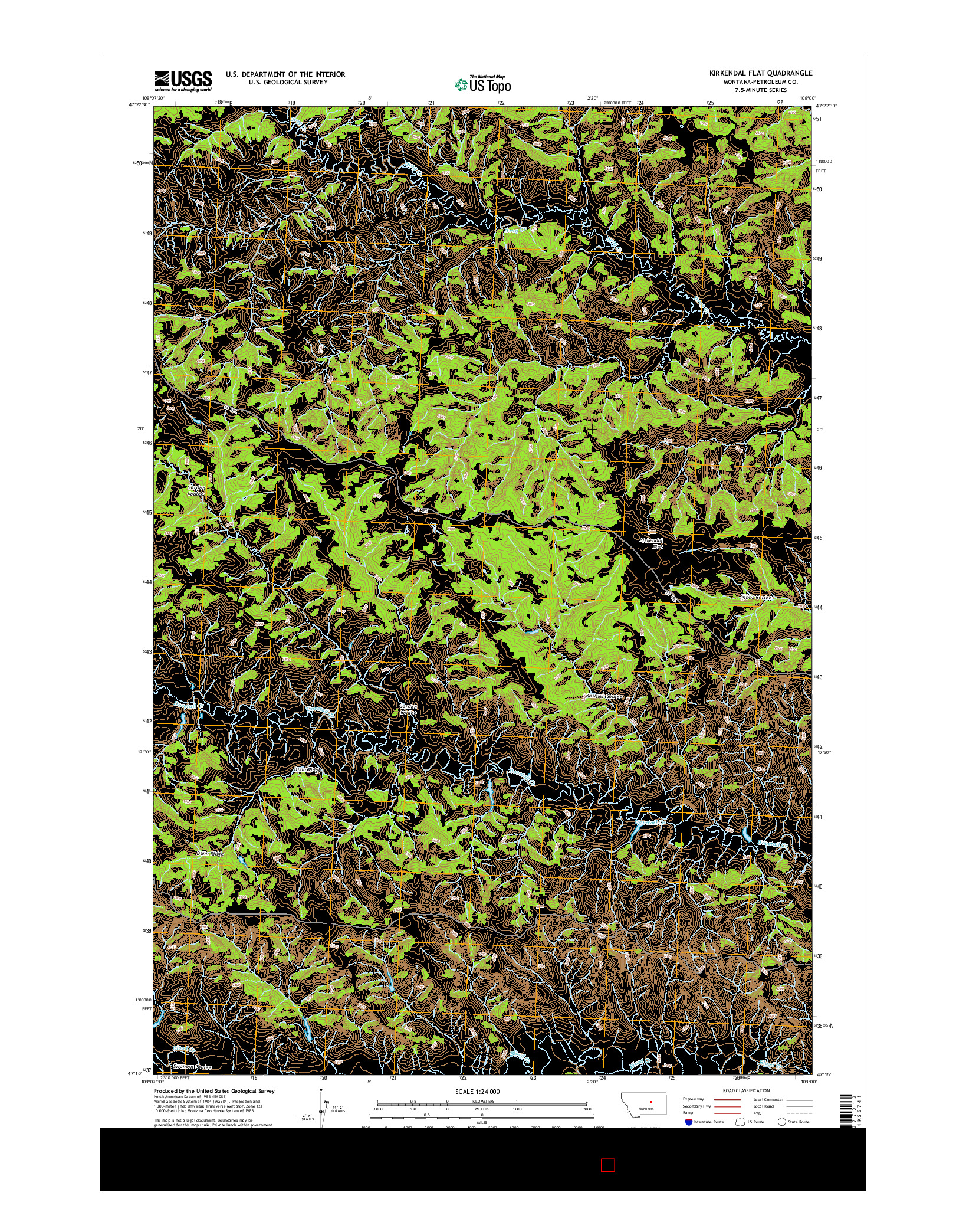 USGS US TOPO 7.5-MINUTE MAP FOR KIRKENDAL FLAT, MT 2014