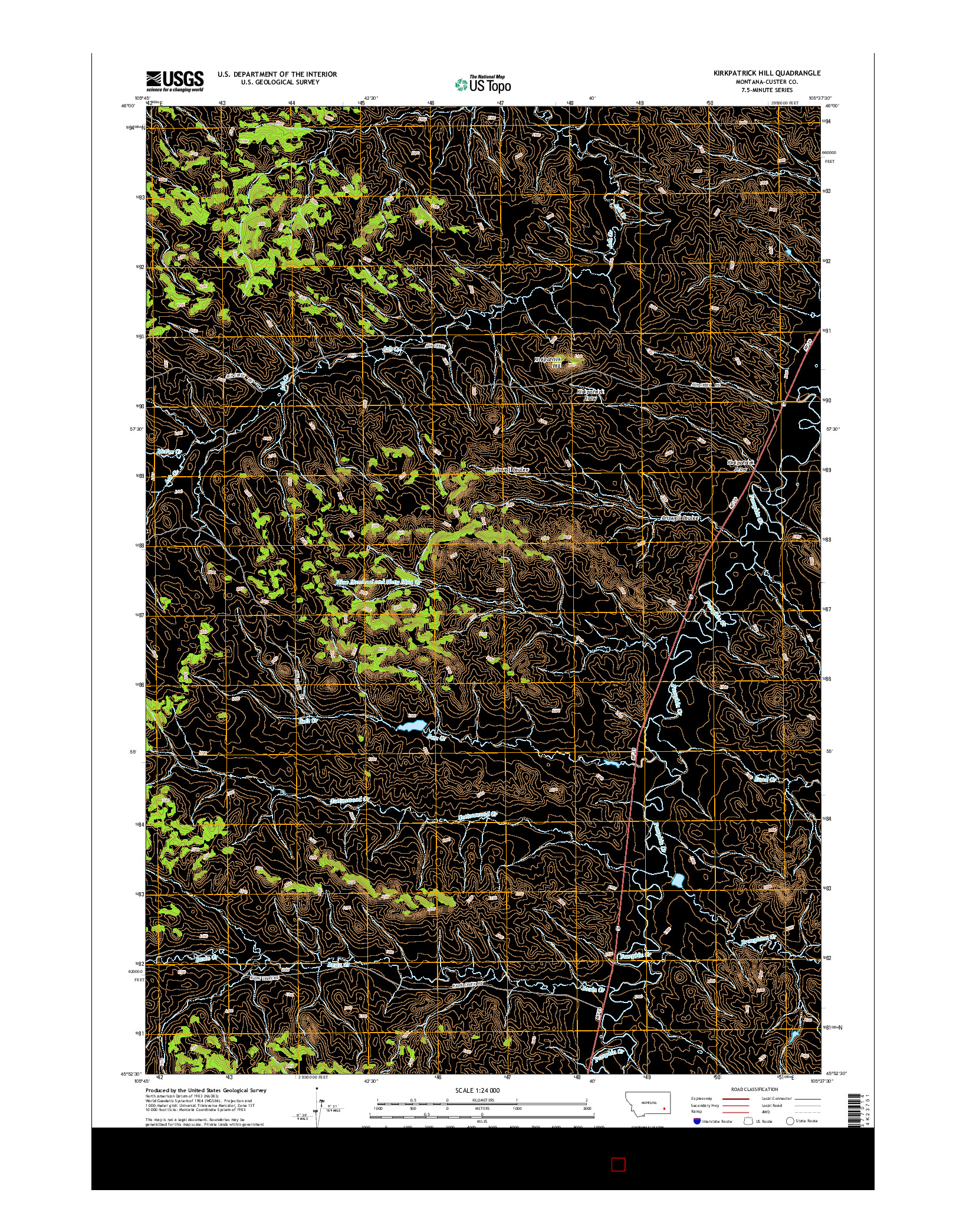 USGS US TOPO 7.5-MINUTE MAP FOR KIRKPATRICK HILL, MT 2014