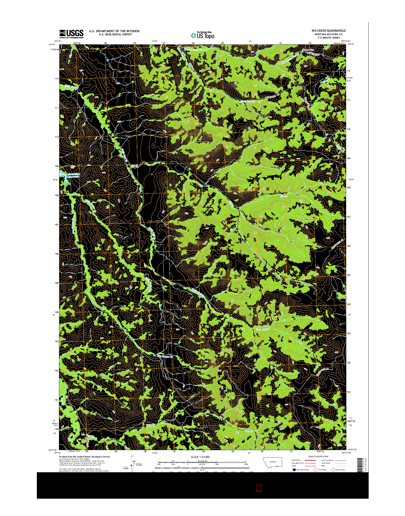 USGS US TOPO 7.5-MINUTE MAP FOR KID CREEK, MT 2014