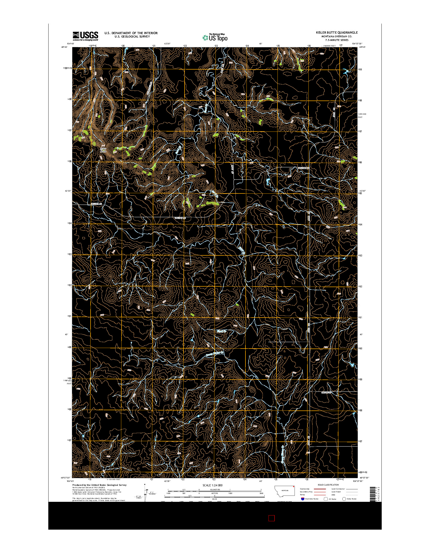 USGS US TOPO 7.5-MINUTE MAP FOR KISLER BUTTE, MT 2014