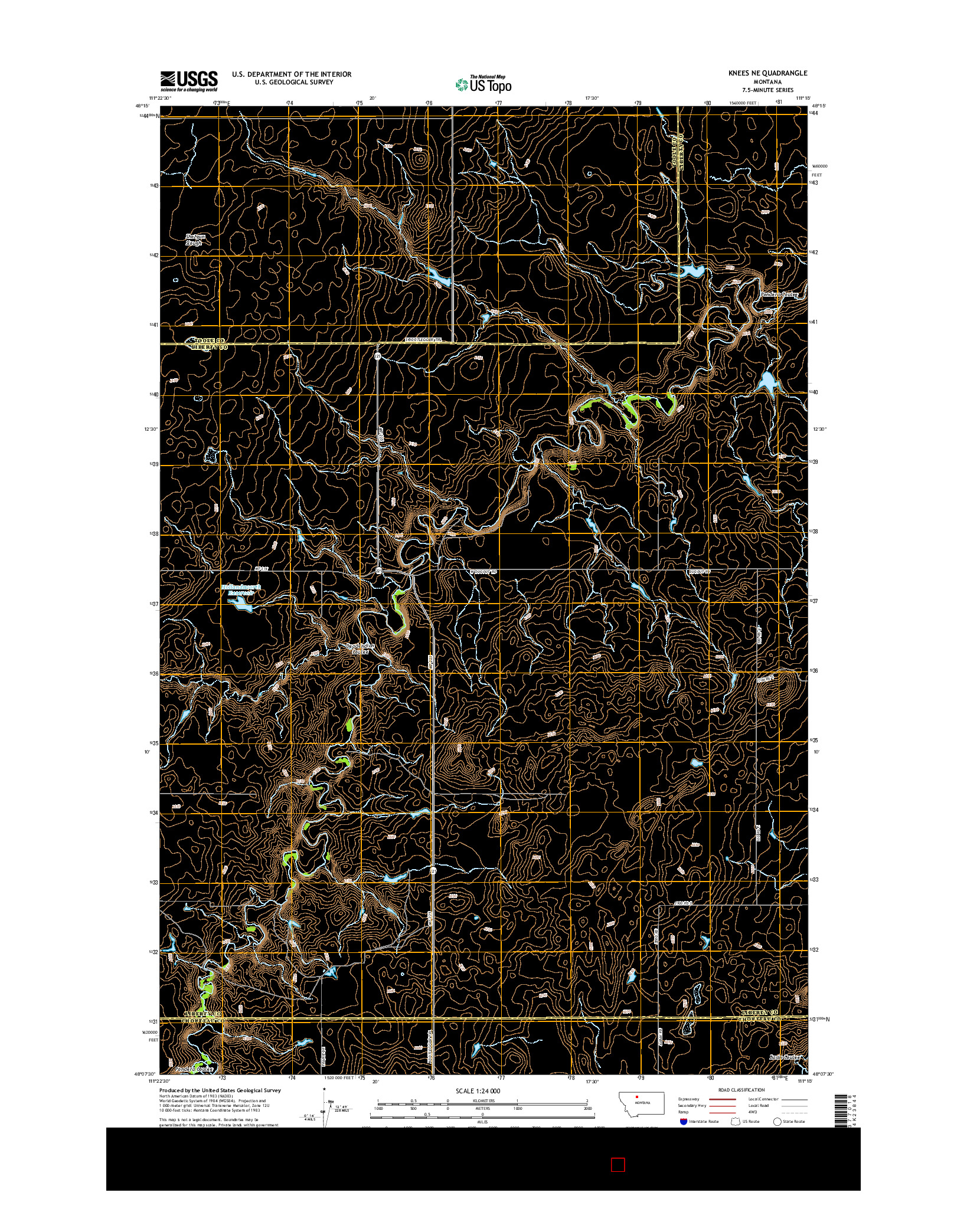 USGS US TOPO 7.5-MINUTE MAP FOR KNEES NE, MT 2014