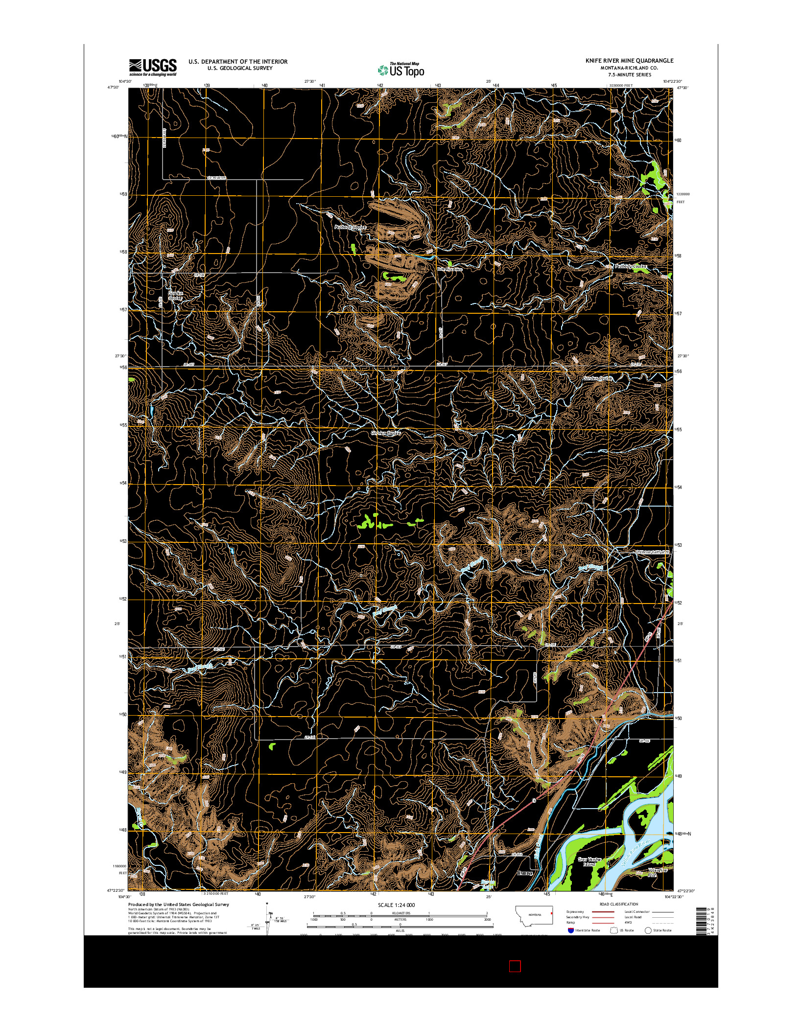 USGS US TOPO 7.5-MINUTE MAP FOR KNIFE RIVER MINE, MT 2014