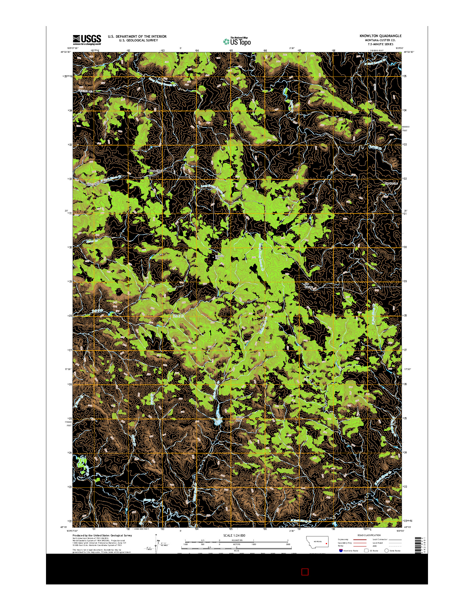 USGS US TOPO 7.5-MINUTE MAP FOR KNOWLTON, MT 2014