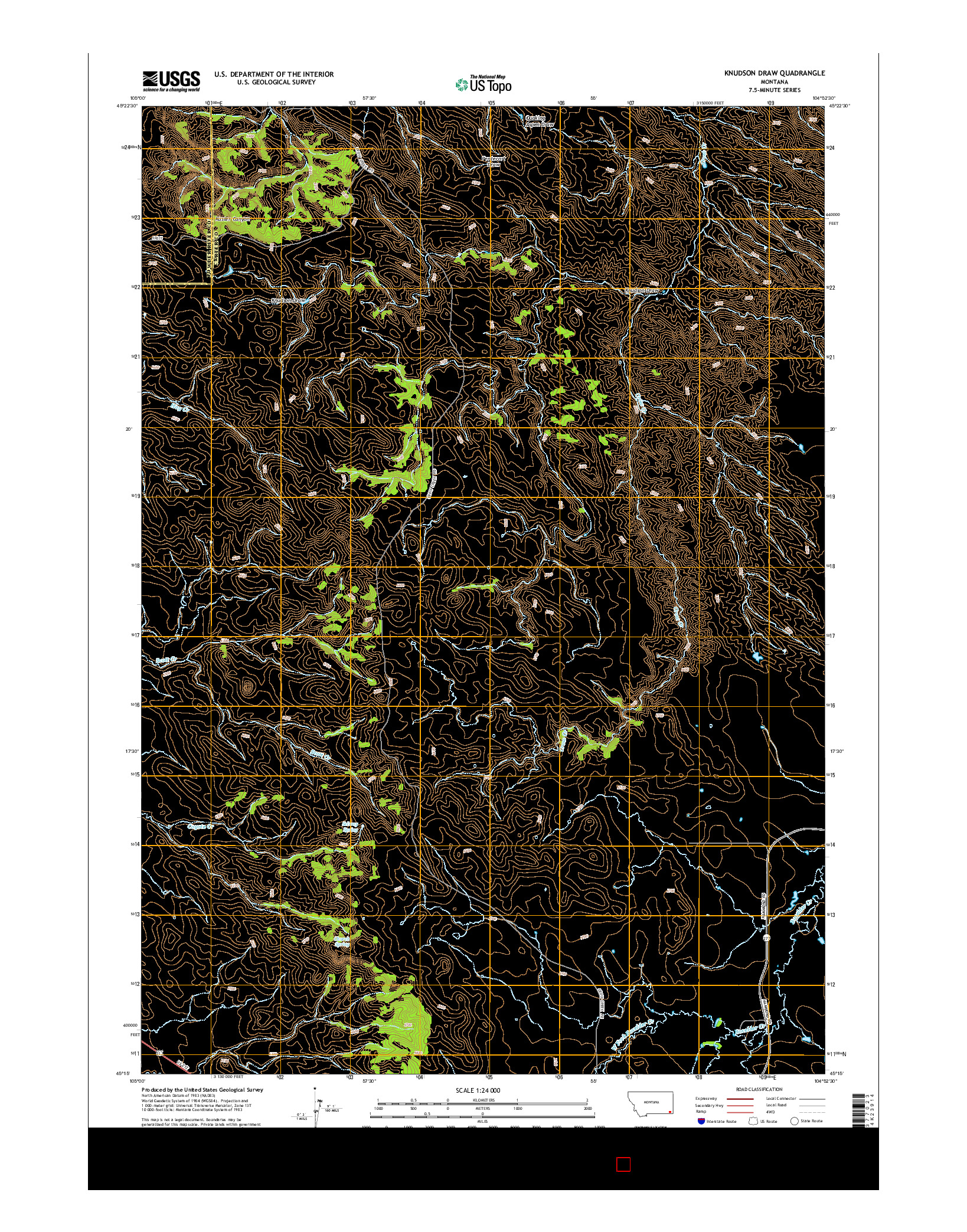 USGS US TOPO 7.5-MINUTE MAP FOR KNUDSON DRAW, MT 2014