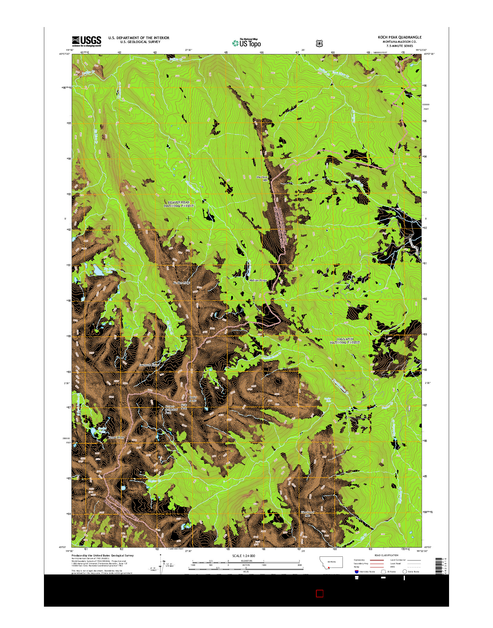 USGS US TOPO 7.5-MINUTE MAP FOR KOCH PEAK, MT 2014