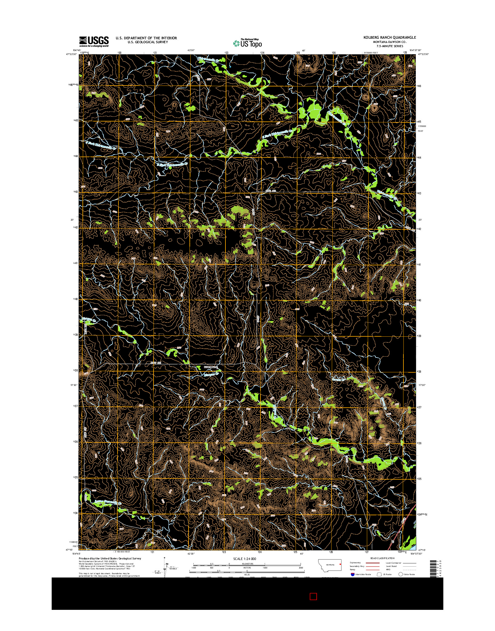 USGS US TOPO 7.5-MINUTE MAP FOR KOLBERG RANCH, MT 2014