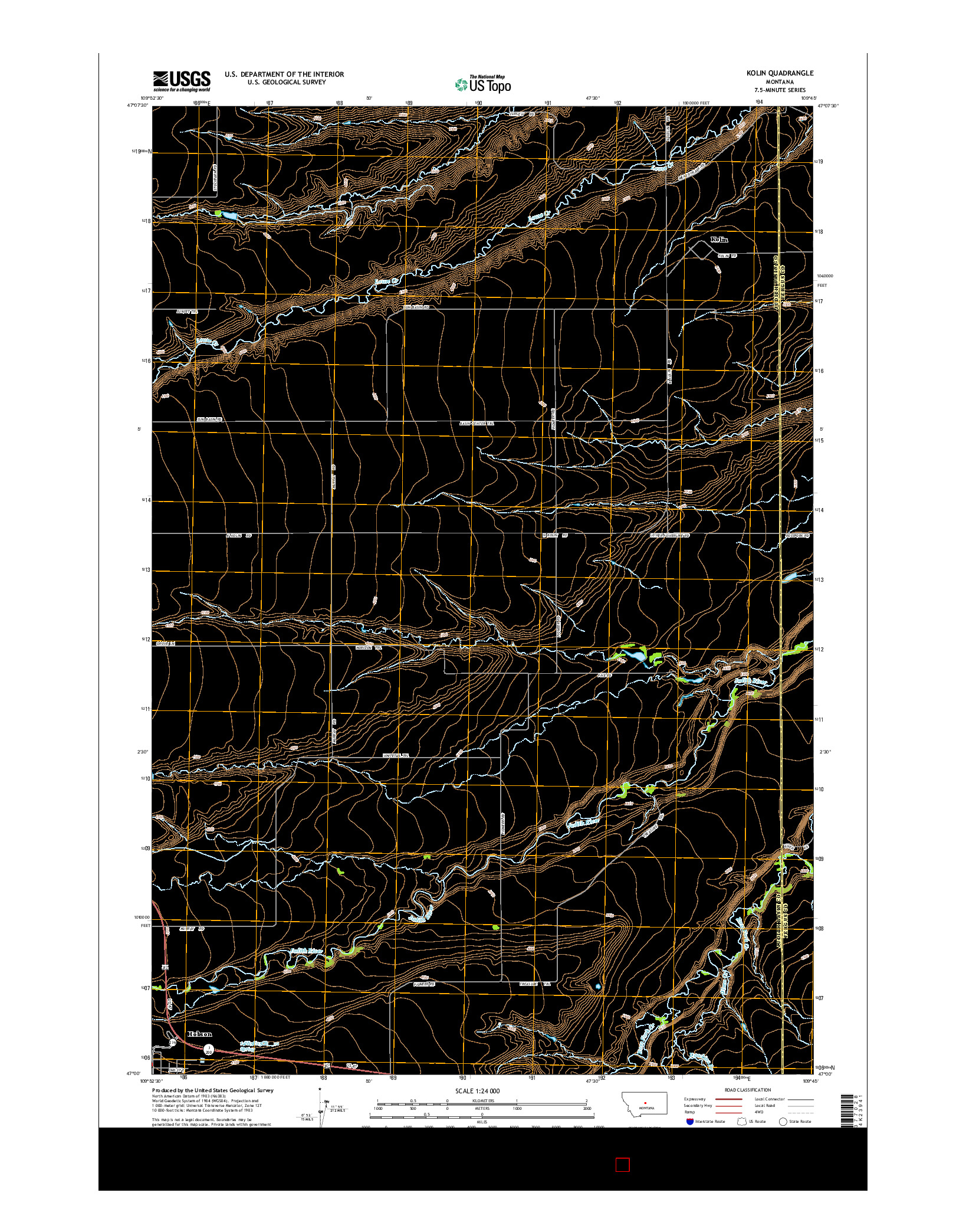 USGS US TOPO 7.5-MINUTE MAP FOR KOLIN, MT 2014