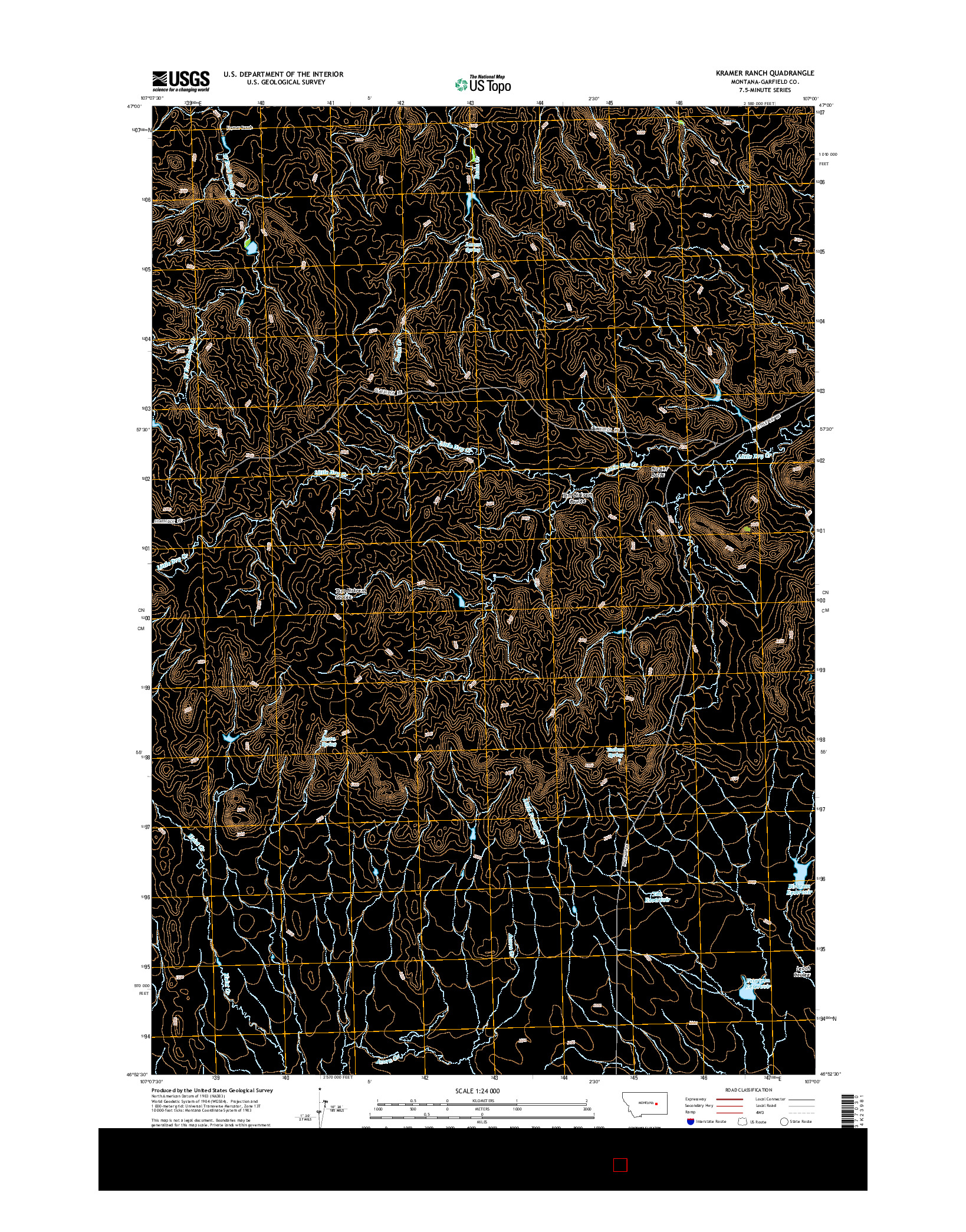 USGS US TOPO 7.5-MINUTE MAP FOR KRAMER RANCH, MT 2014