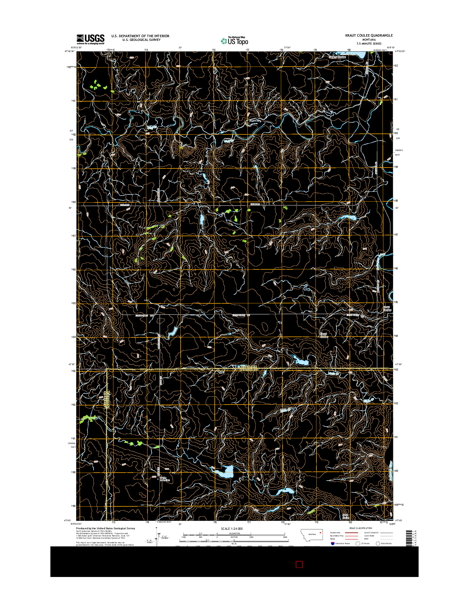 USGS US TOPO 7.5-MINUTE MAP FOR KRAUT COULEE, MT 2014
