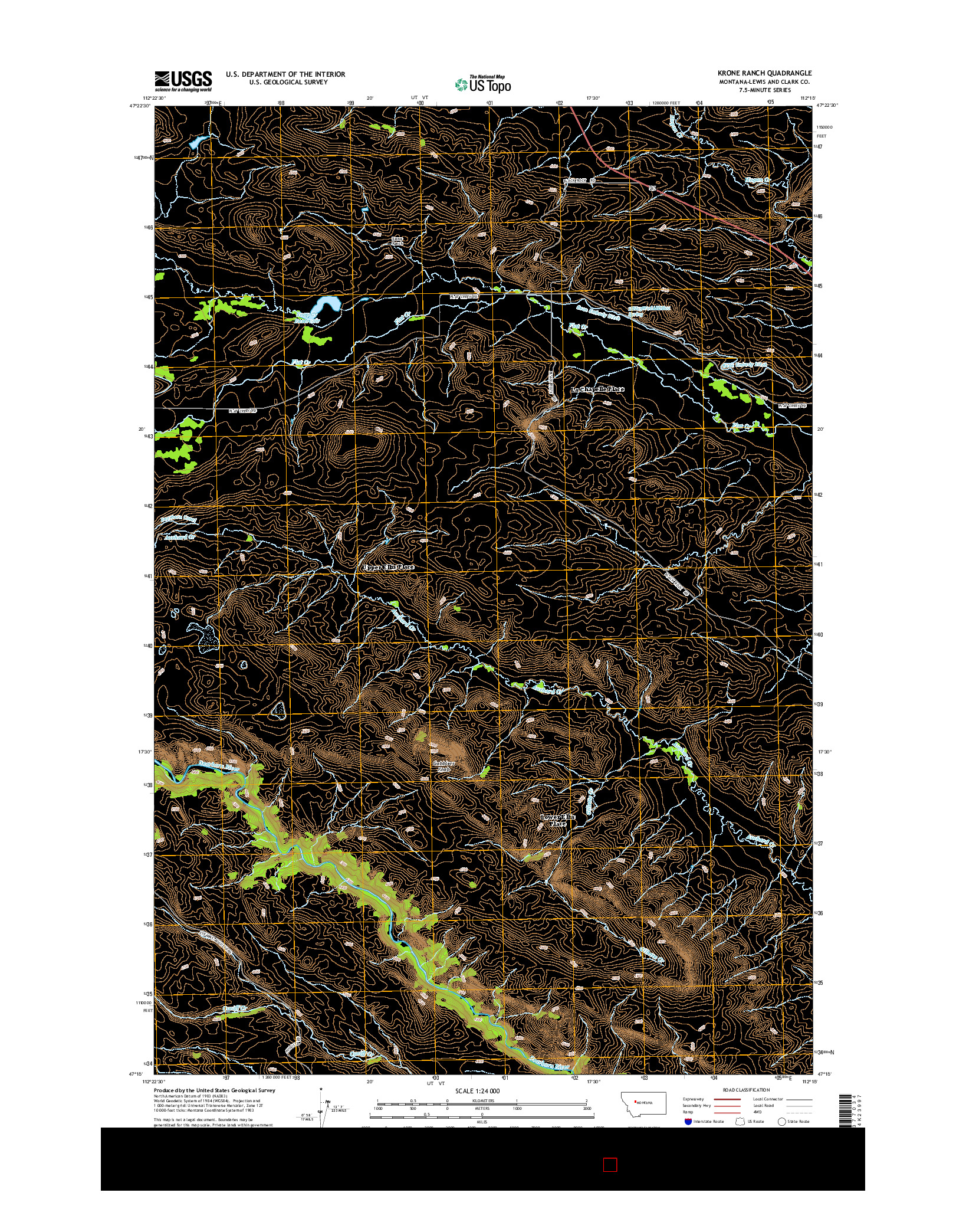 USGS US TOPO 7.5-MINUTE MAP FOR KRONE RANCH, MT 2014